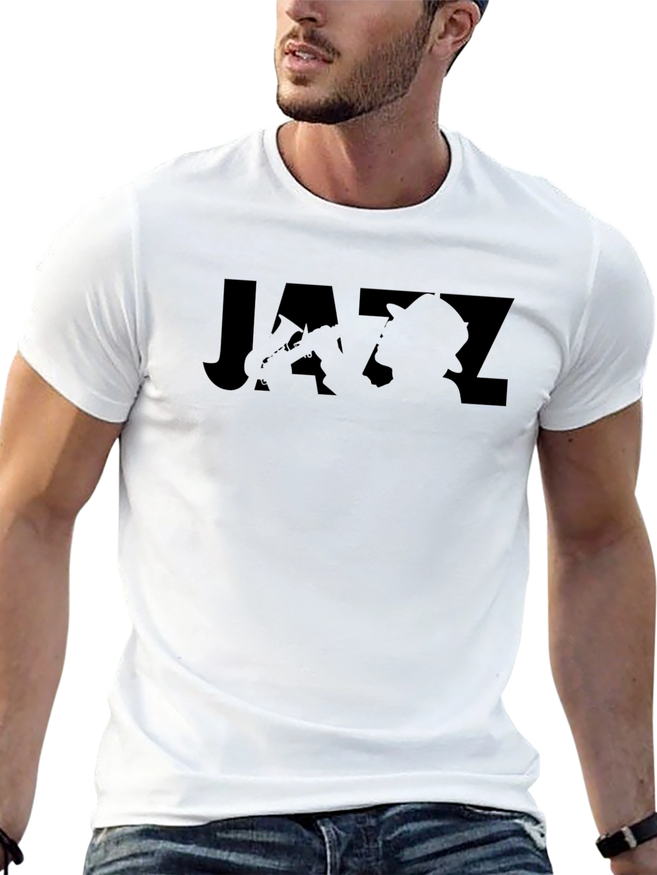 Black Black Jazz Musician Silhouette Graphic Tee view 13