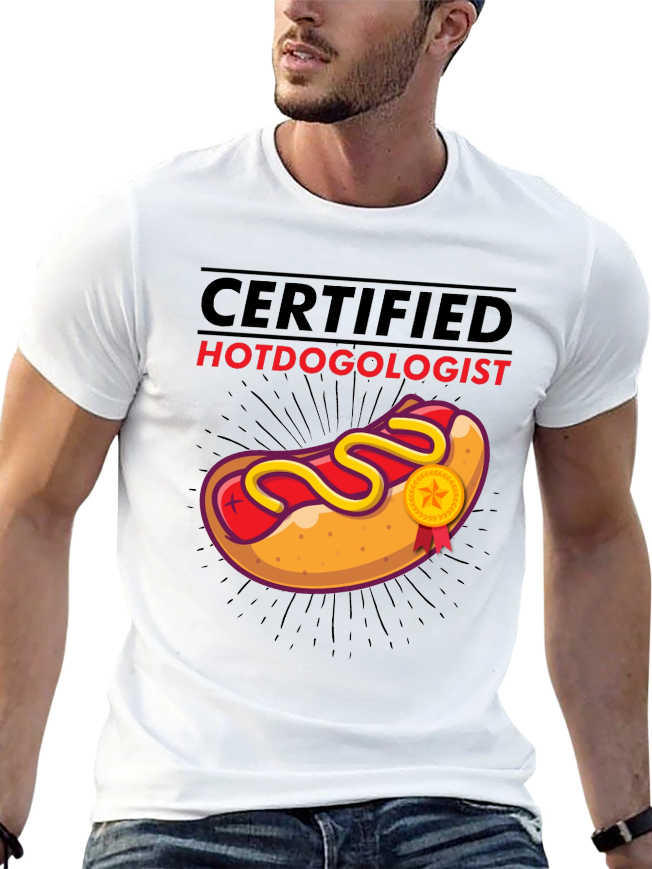 Black Certified Hotdogologist T-Shirt - Funny Foodie Tee view 13
