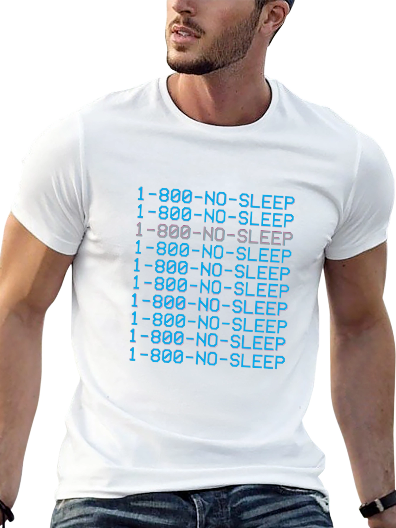Black 1-800-NO-SLEEP Black Graphic Tee view 13