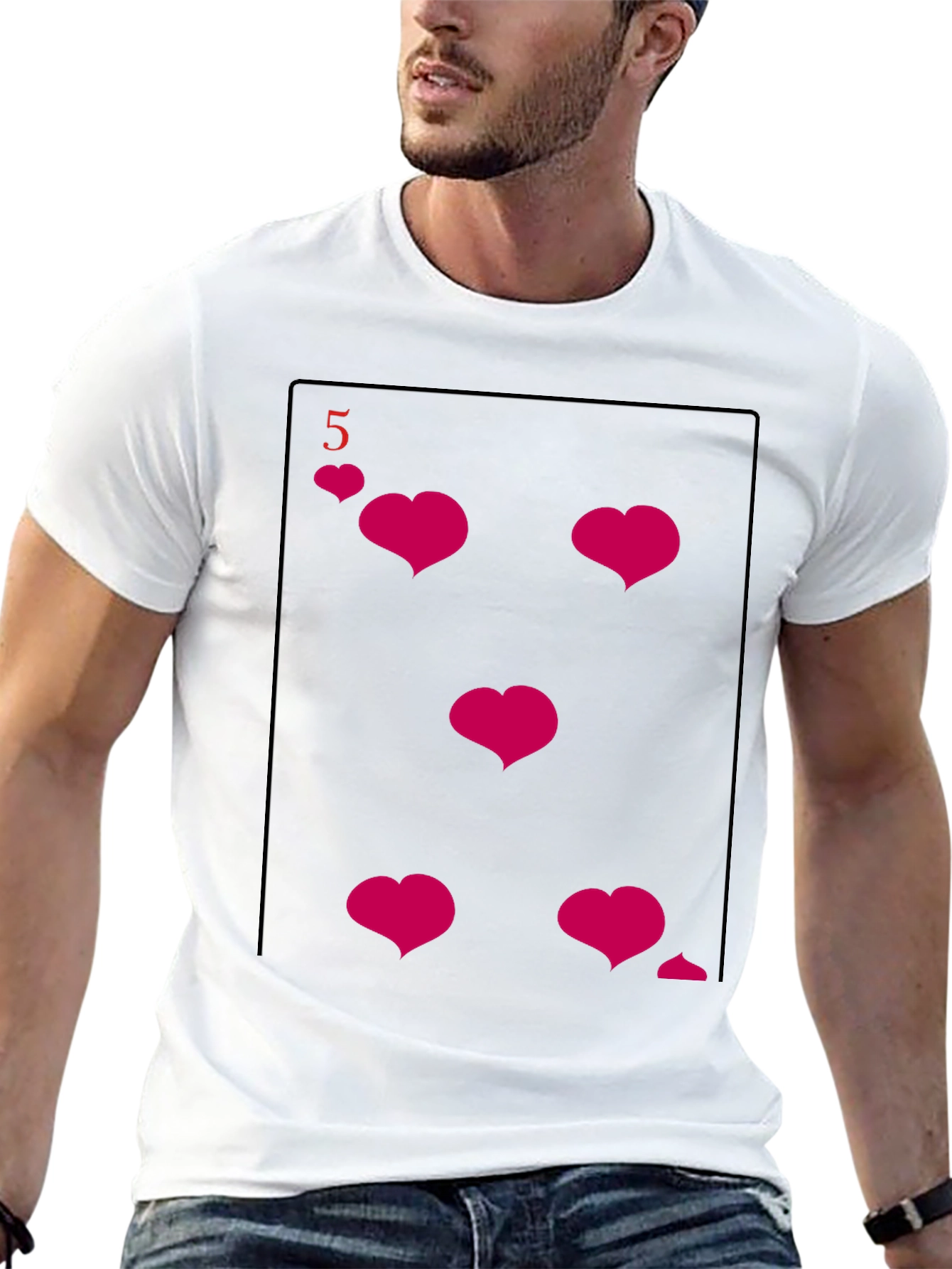 Black Five of Hearts Graphic Tee - Fun & Unique Design view 13