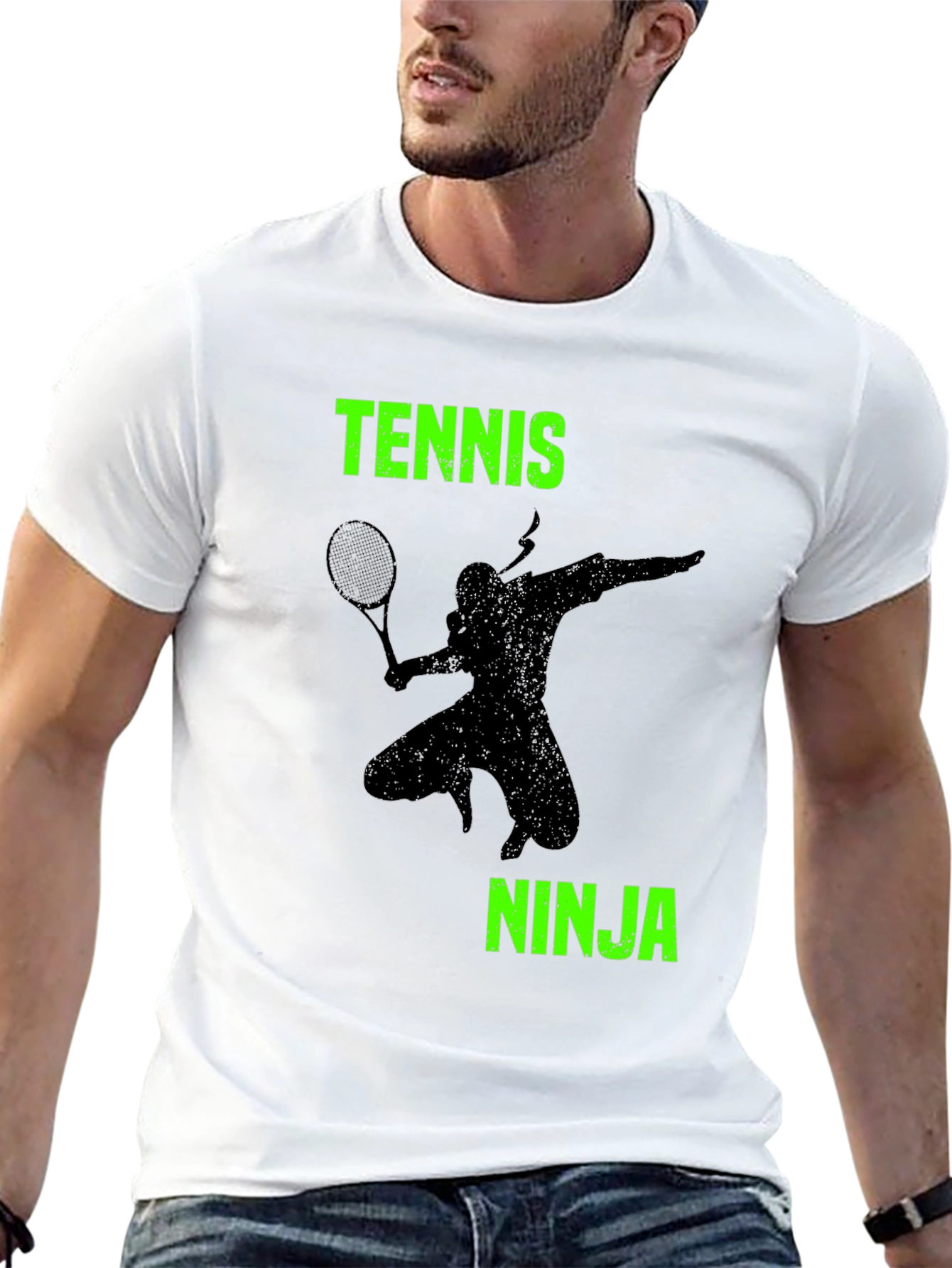 Black Tennis Ninja T-Shirt: Stealth Ace Style view 13