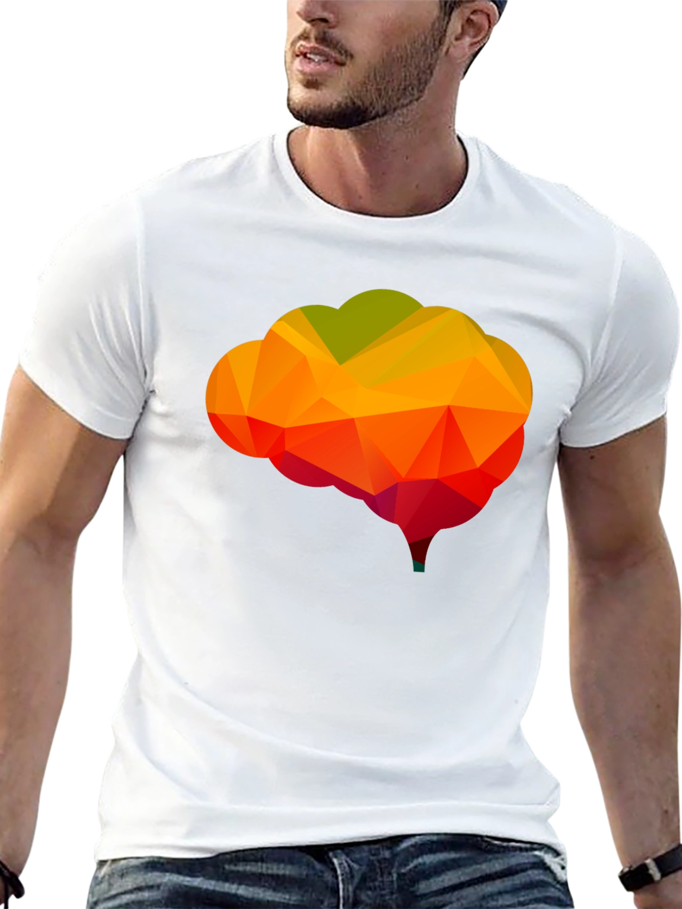 Black Geometric Brain Graphic Tee - Black Cotton Shirt view 13