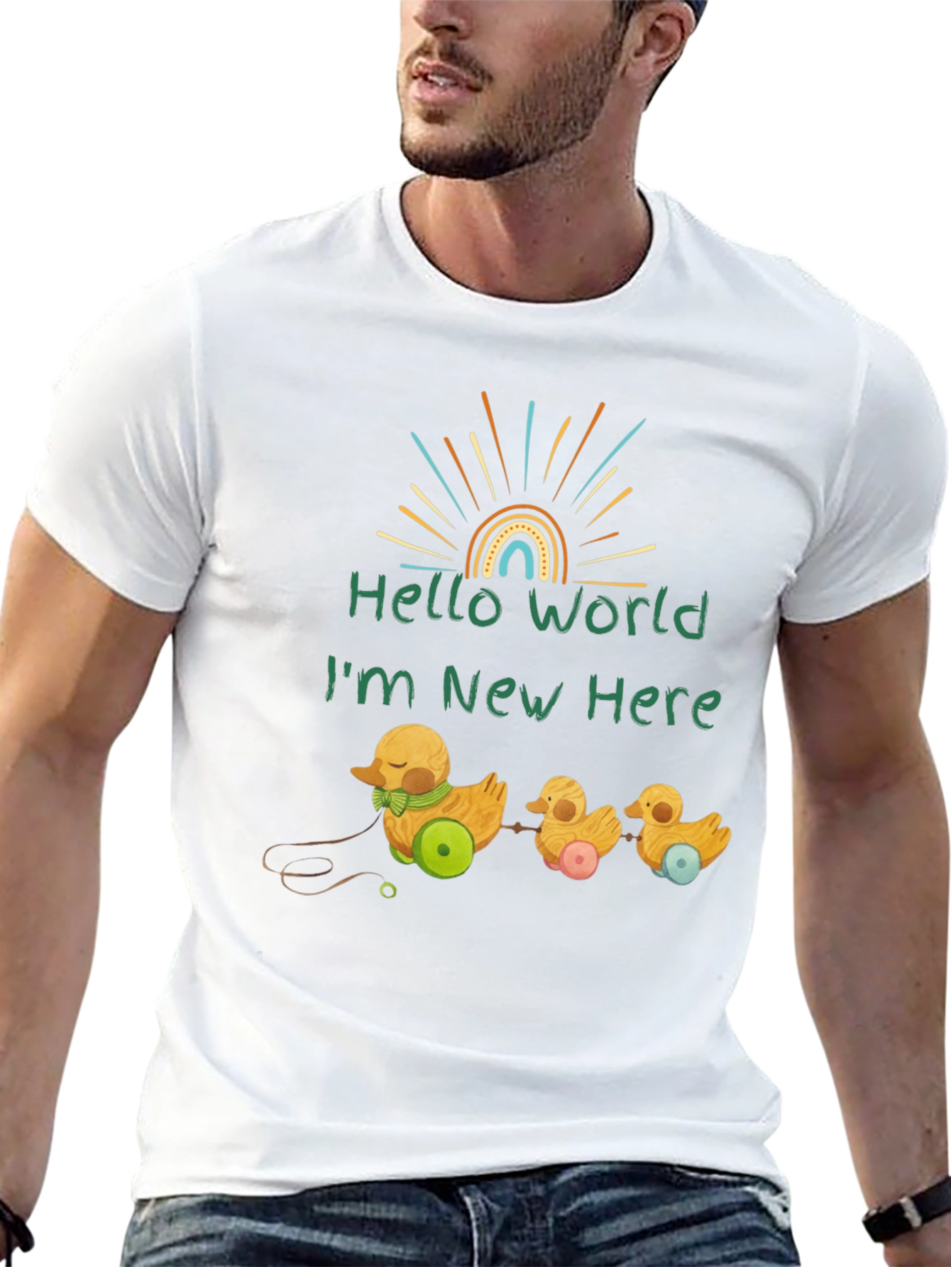Black Hello World Duckling T-Shirt - Soft Cotton Tee view 13