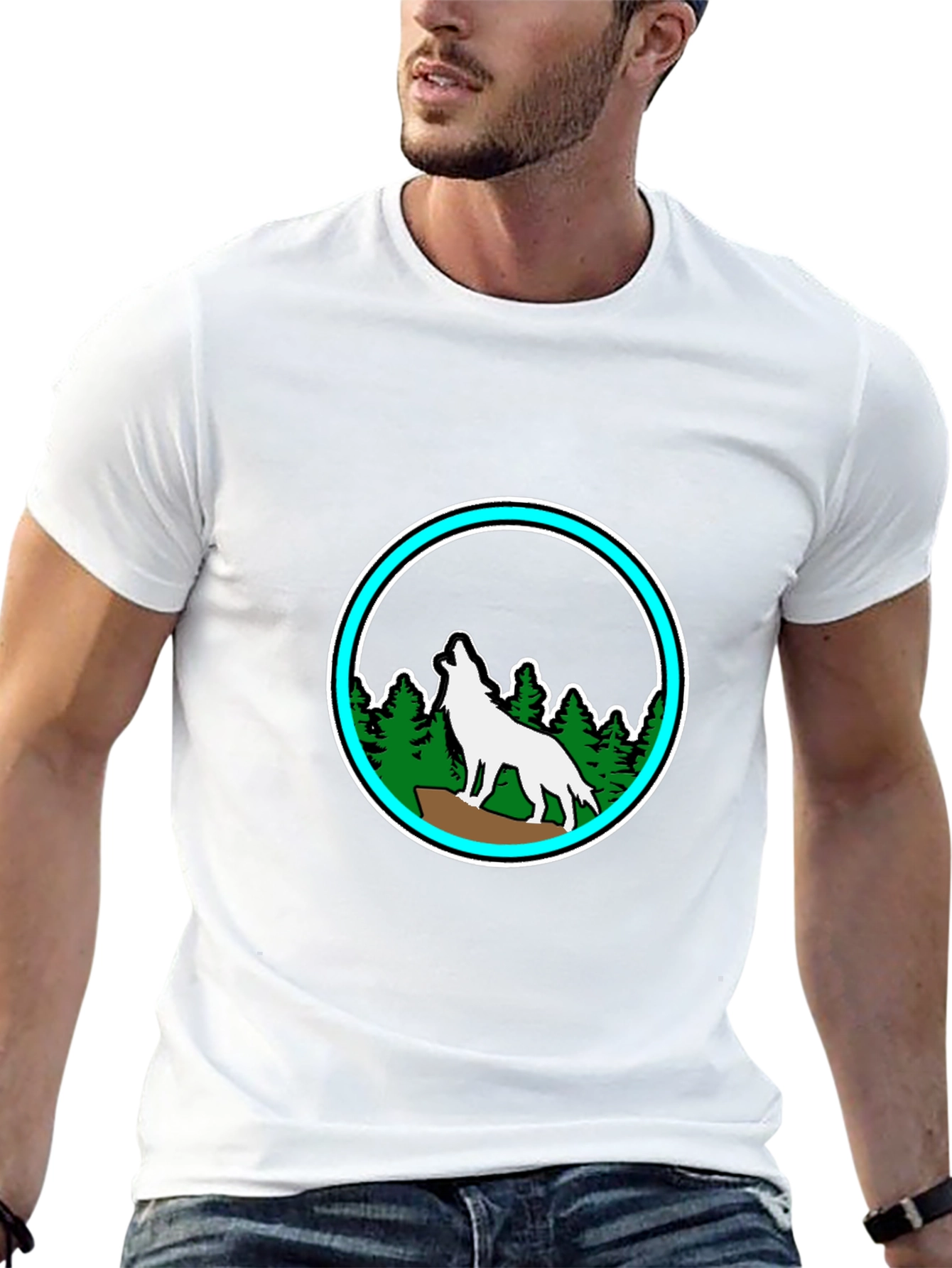 Black Wolf Howling in the Forest Graphic Tee view 13