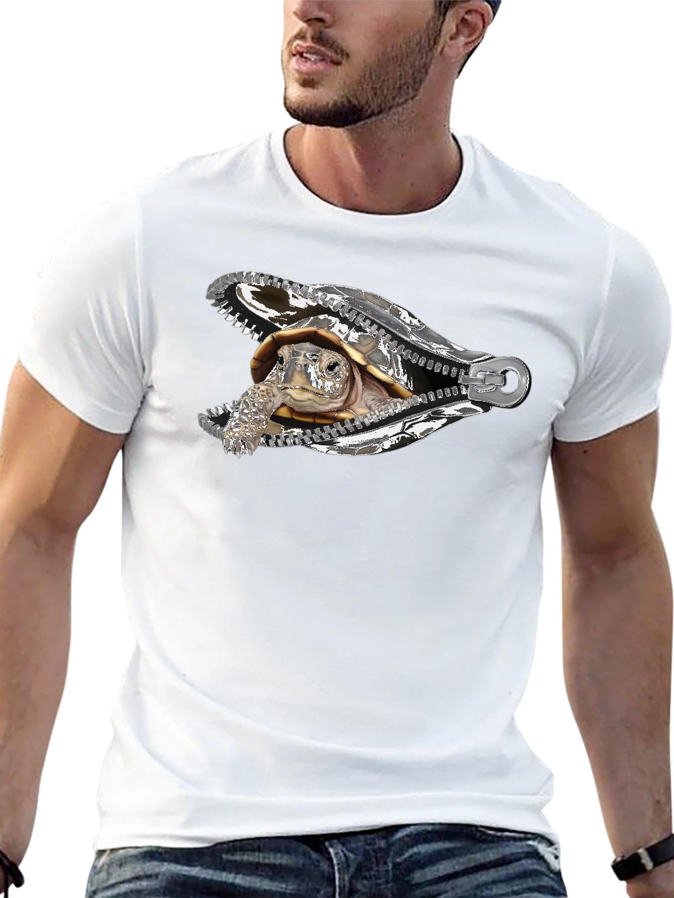 Black Turtle Zipper T-Shirt - Unique Graphic Tee view 13