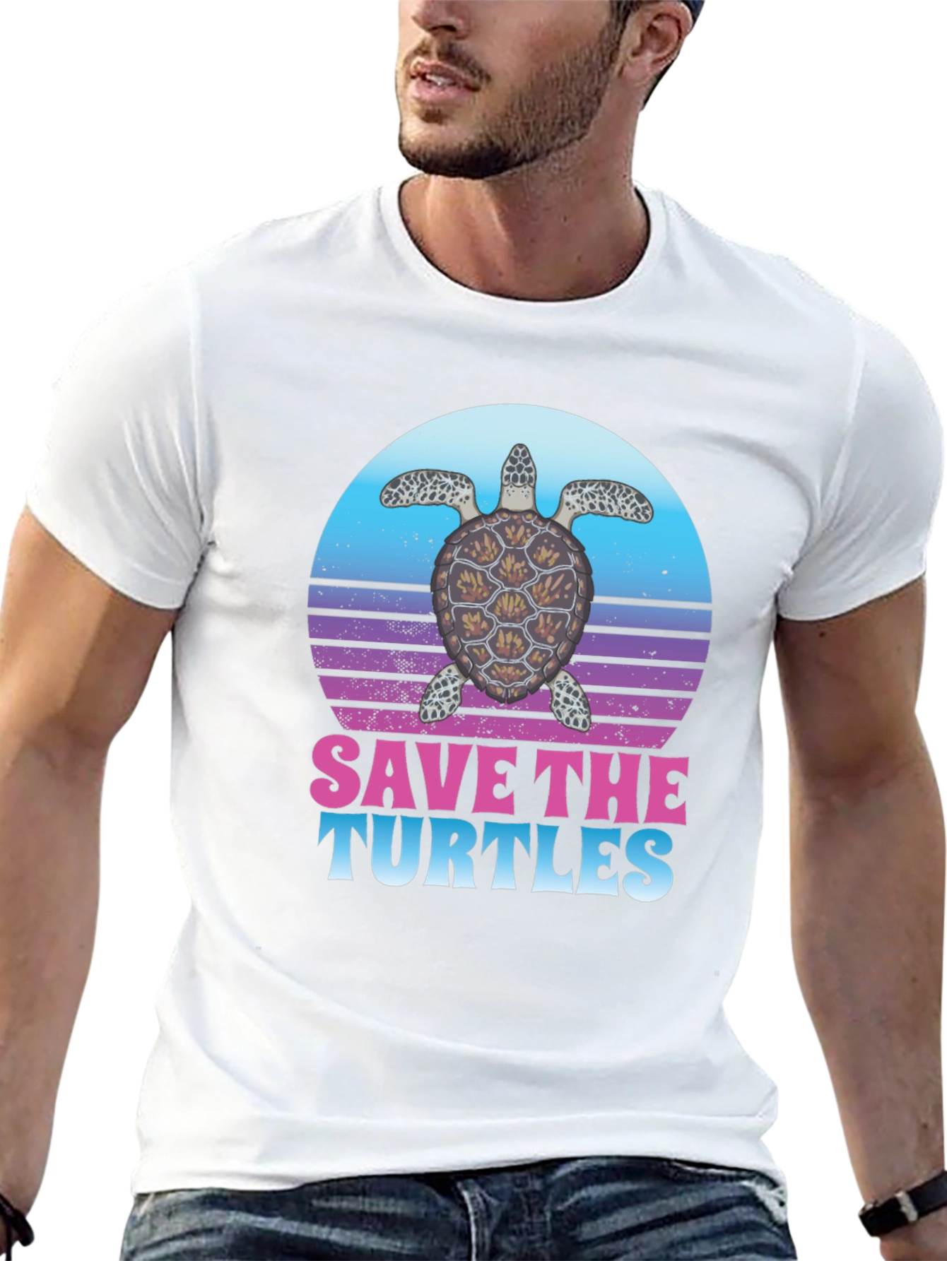 Black Save the Turtles Graphic T-Shirt view 13