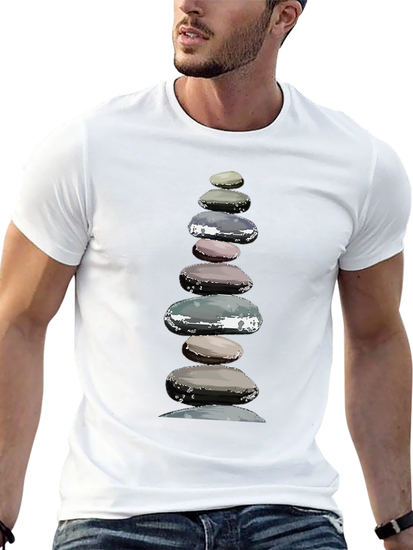 Black Zen Stone Stack Graphic T-Shirt view 13