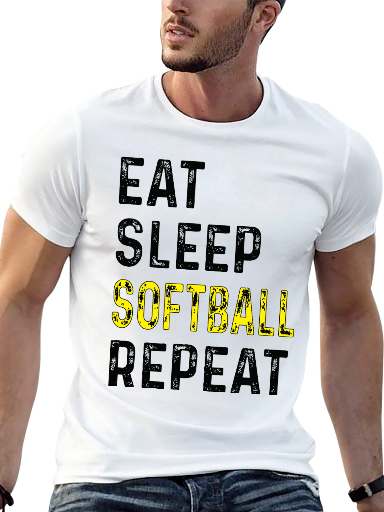 Black Eat Sleep Softball Repeat T-Shirt view 13