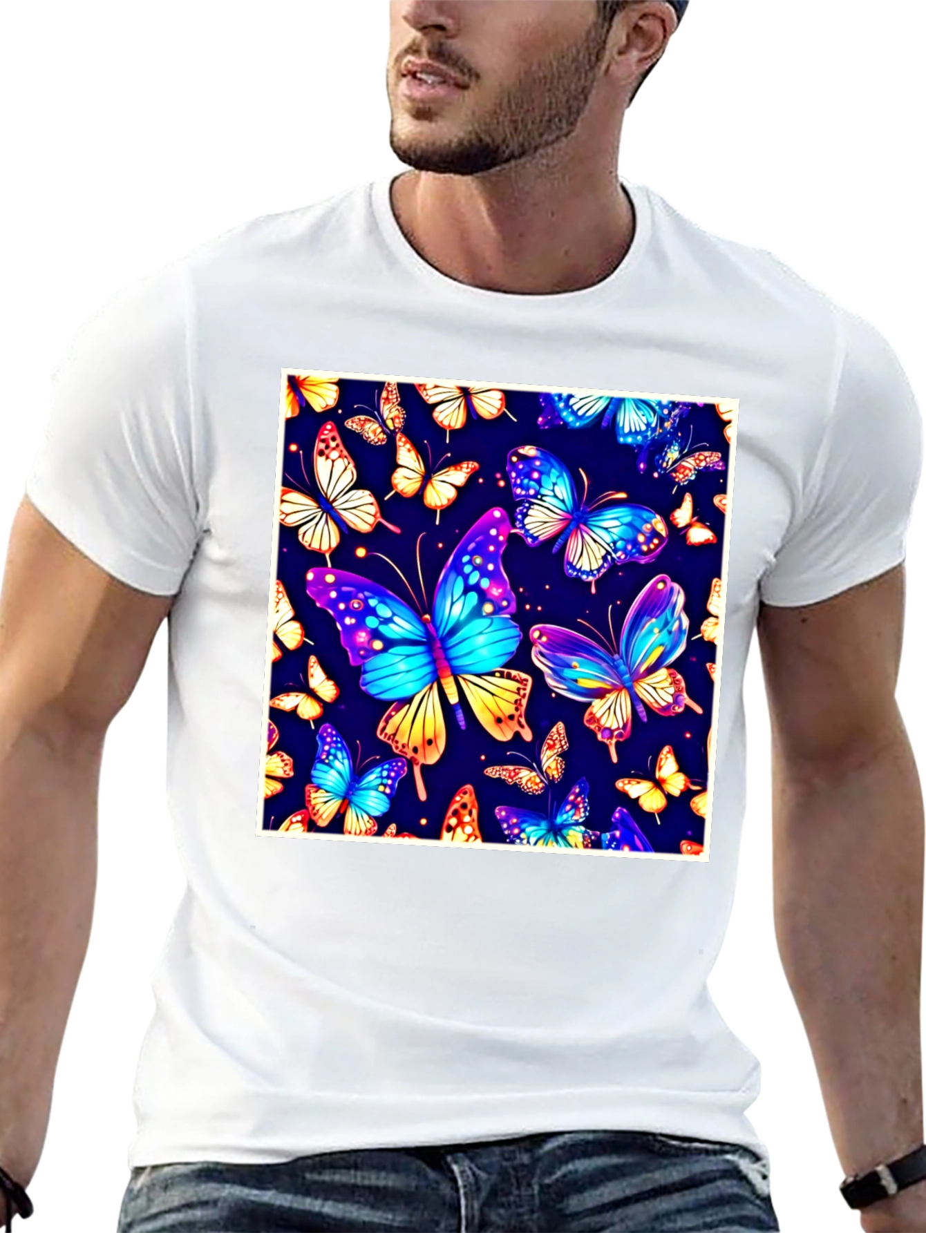 Black Butterfly Print T-Shirt - Vibrant Graphic Tee view 13
