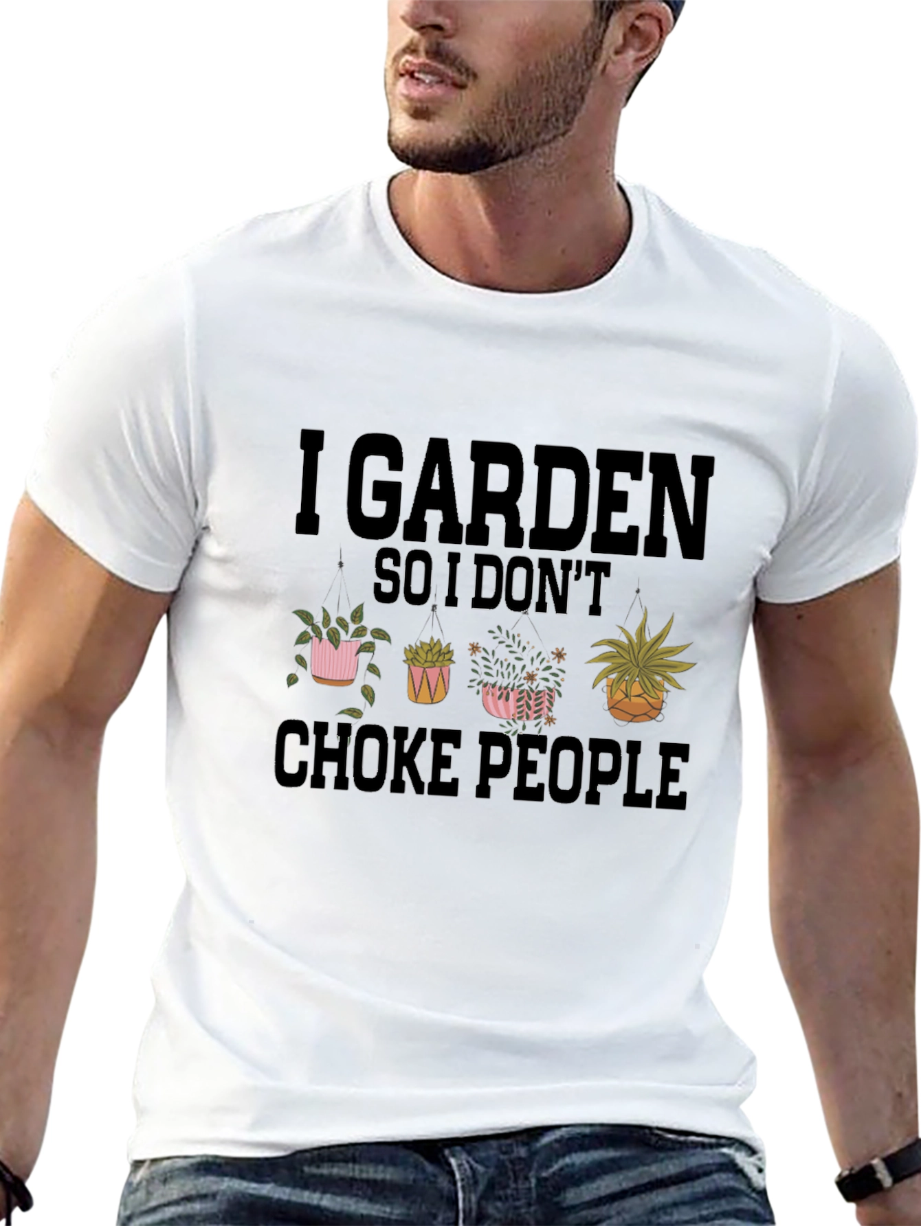 Black I Garden So I Don't Choke People T-Shirt view 13