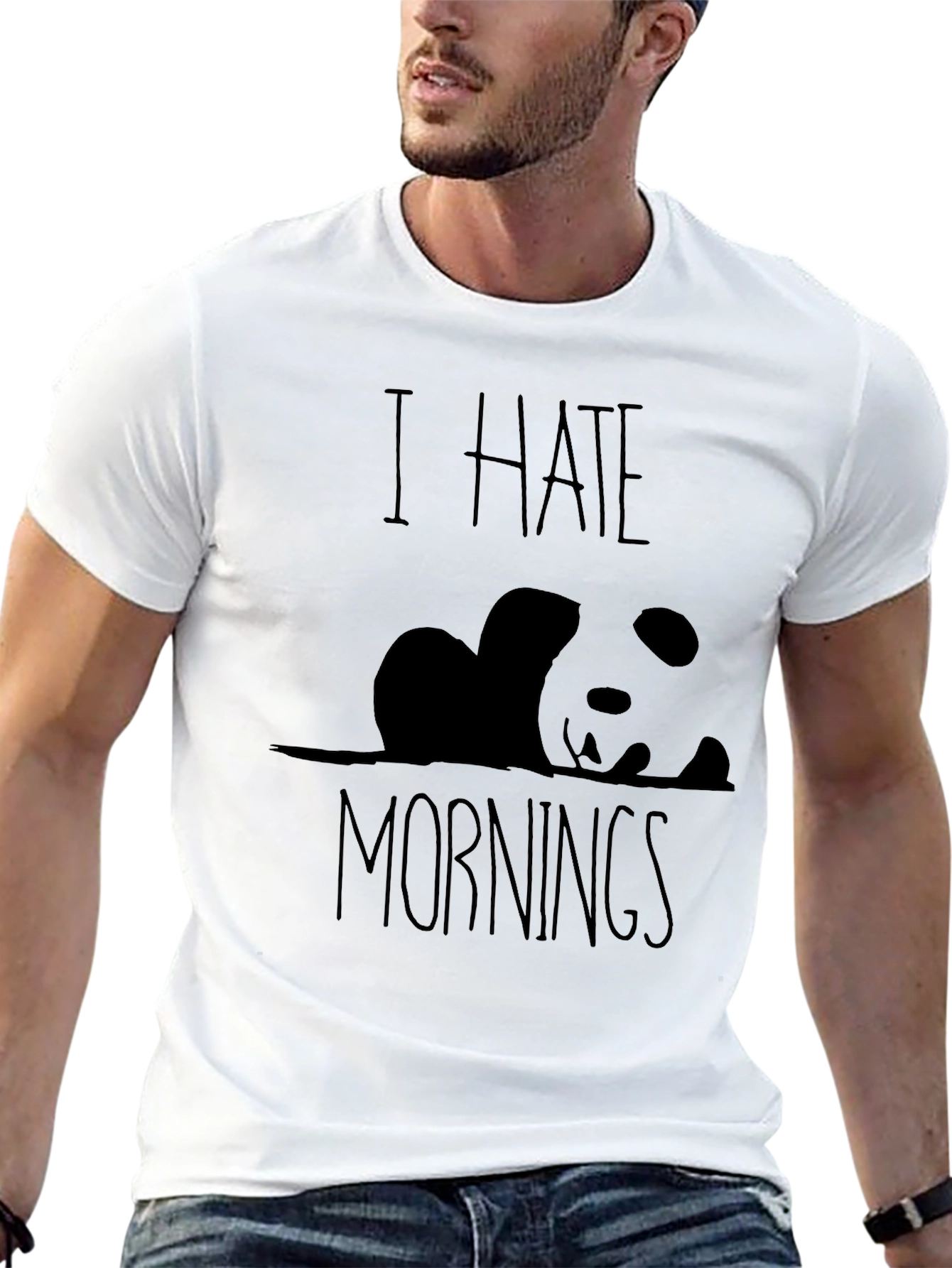 Black I Hate Mornings Panda Graphic Tee - Black view 13