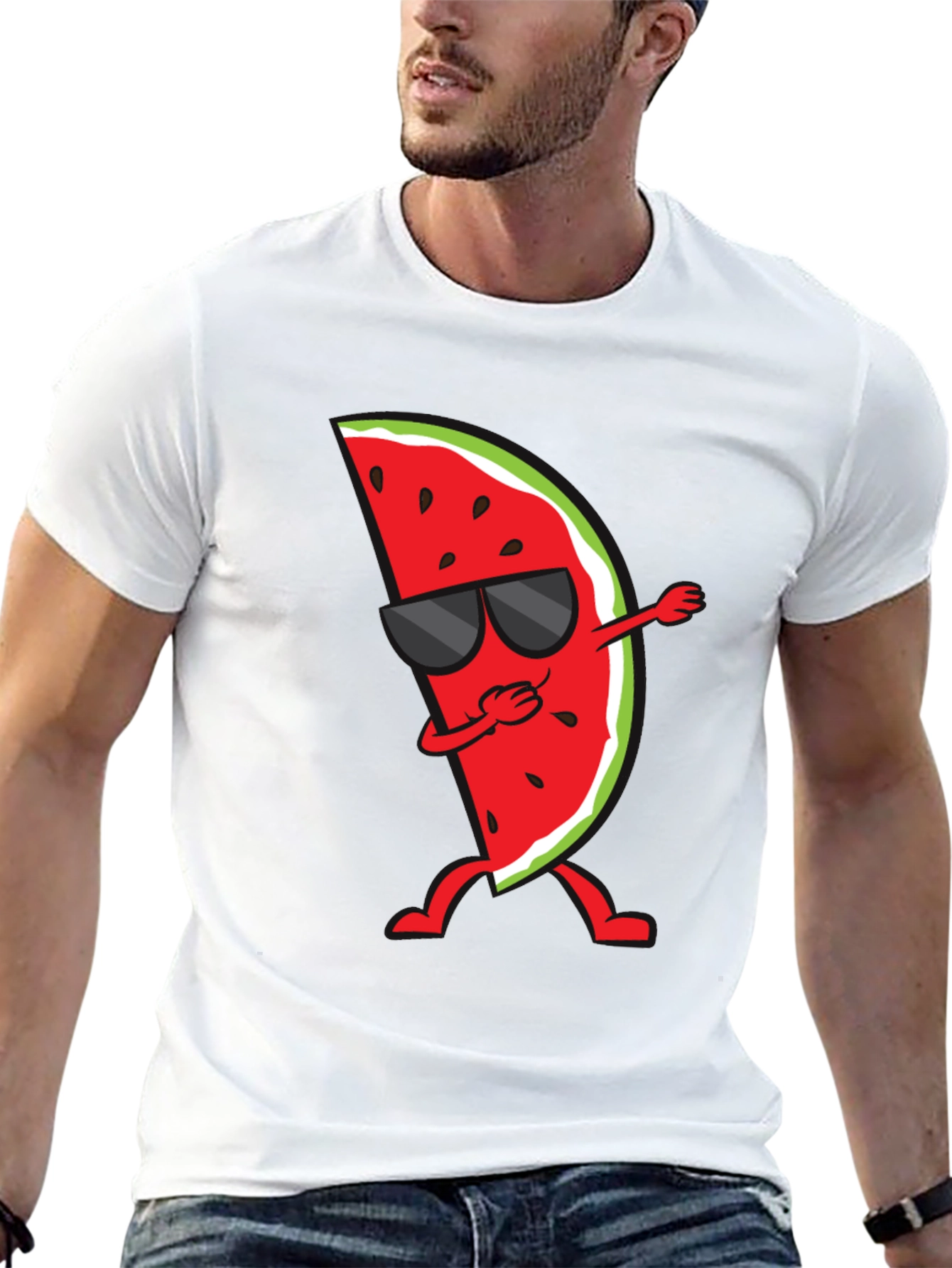 Black Dabbing Watermelon Graphic Tee - Summer Fun Shirt view 13