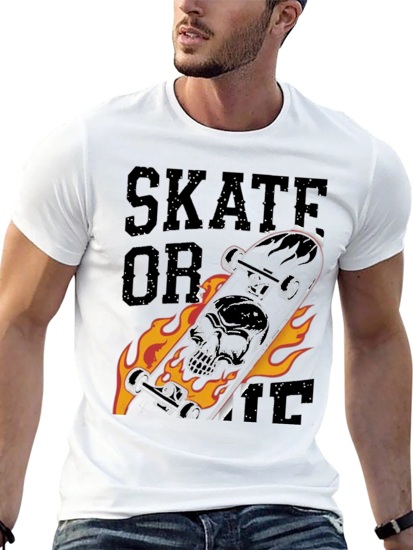 Black Skate or Die Skull Skateboard T-Shirt view 13