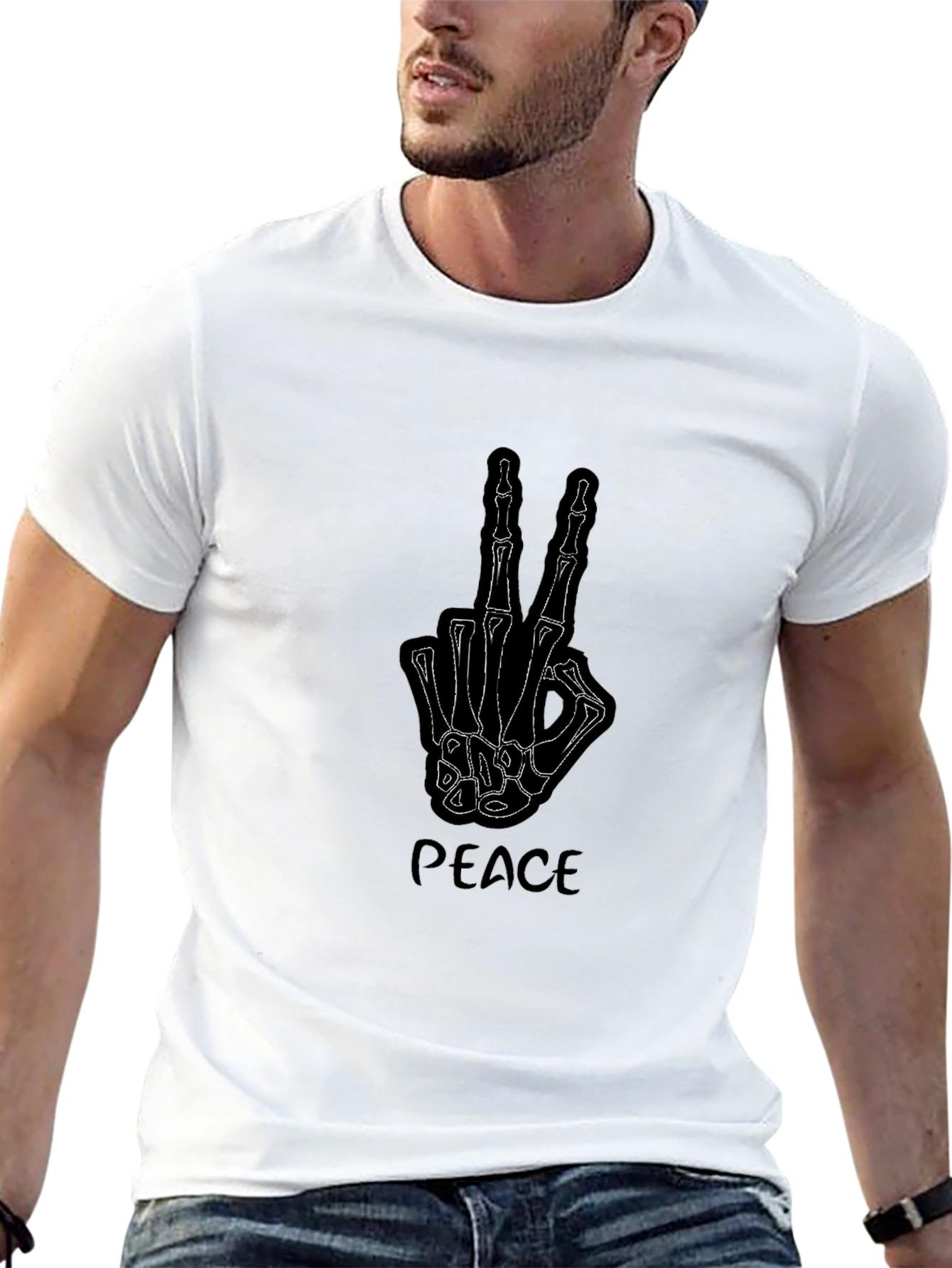Black Peace Skeleton Hand T-Shirt view 13