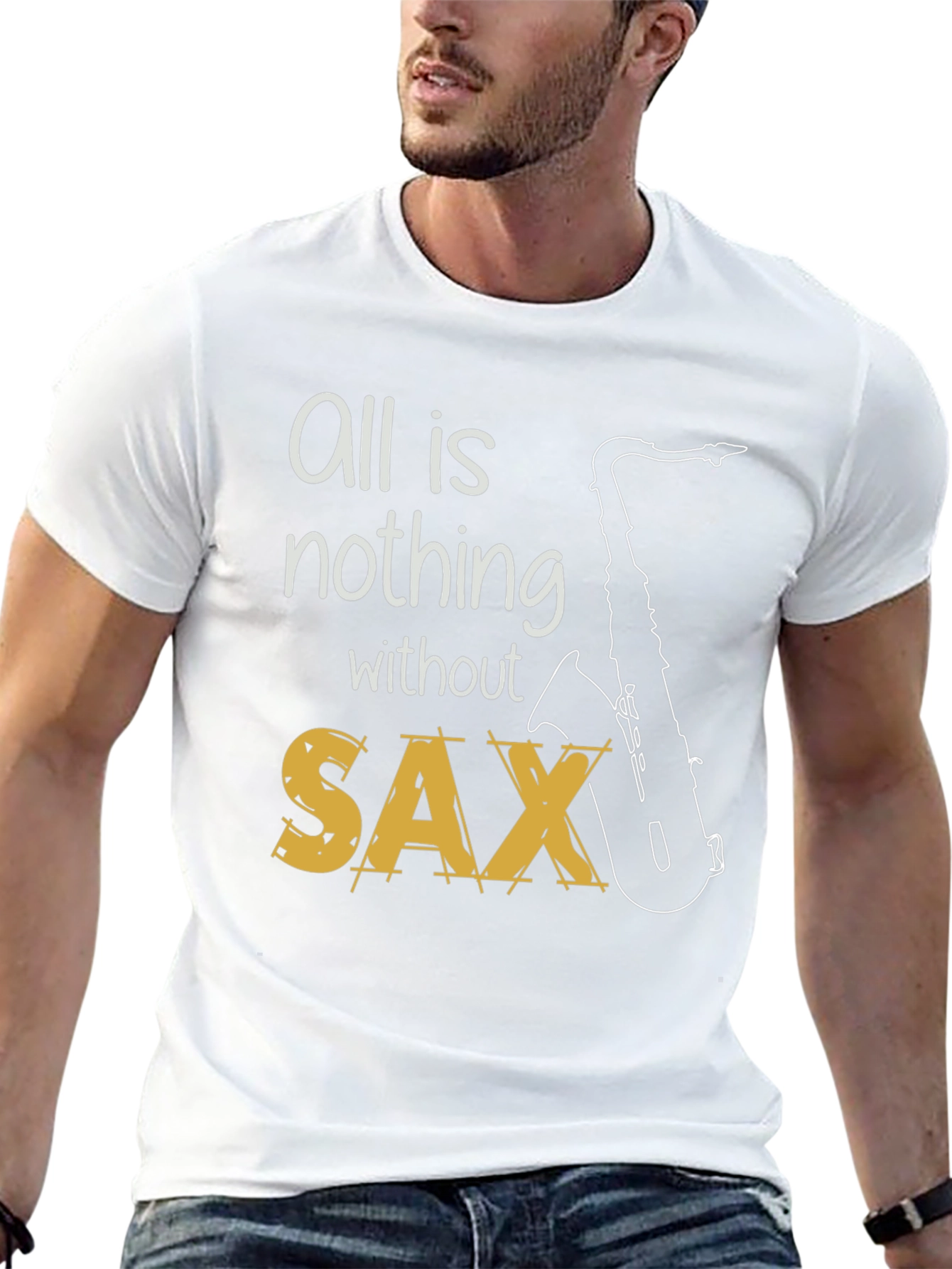 Black All is Nothing Without Sax T-Shirt view 13