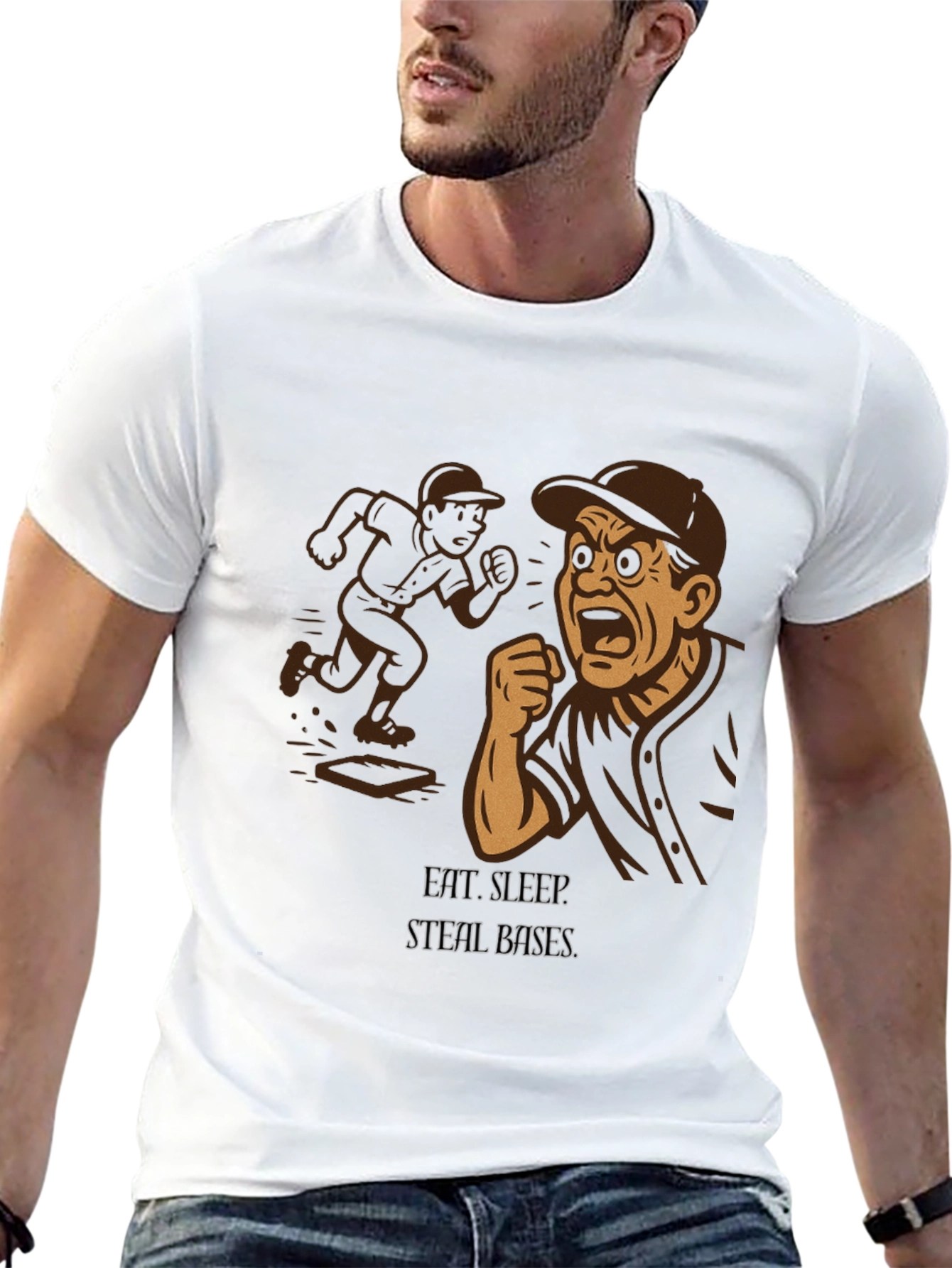 Black Eat, Sleep, Steal Bases T-Shirt view 13