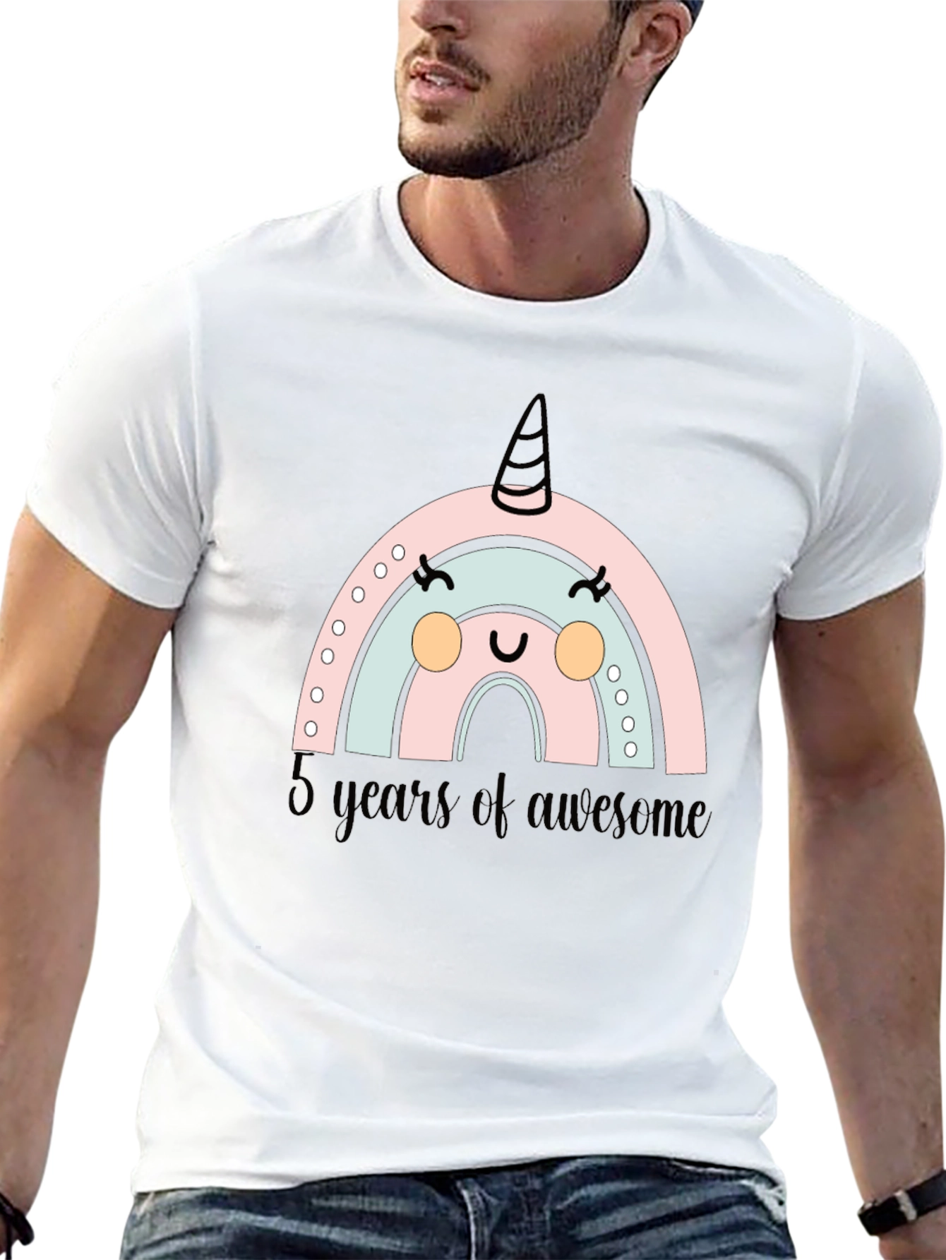 Cute Rainbow Unicorn 5th Birthday T-Shirt - 13
