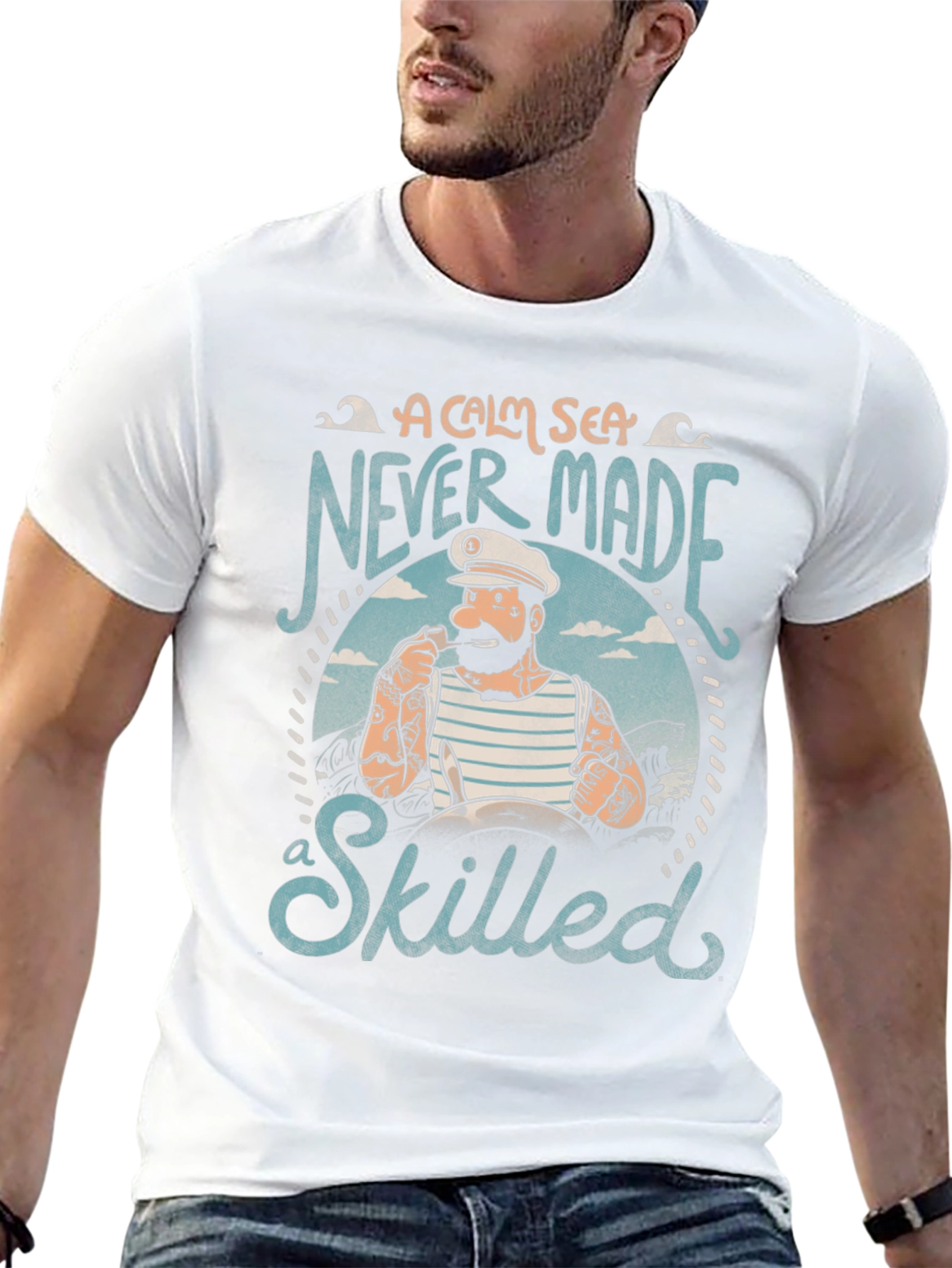 Black A Calm Sea Never Made a Skilled Sailor Black T-Shirt view 13