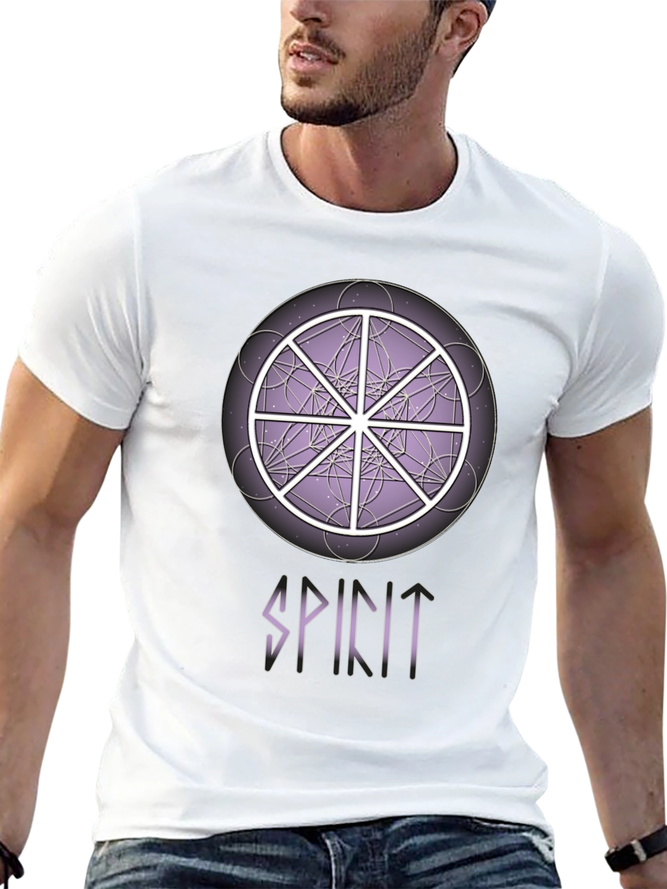 Black Spirit Wheel T-Shirt - Geometric Design, Soft Cotton Tee view 13