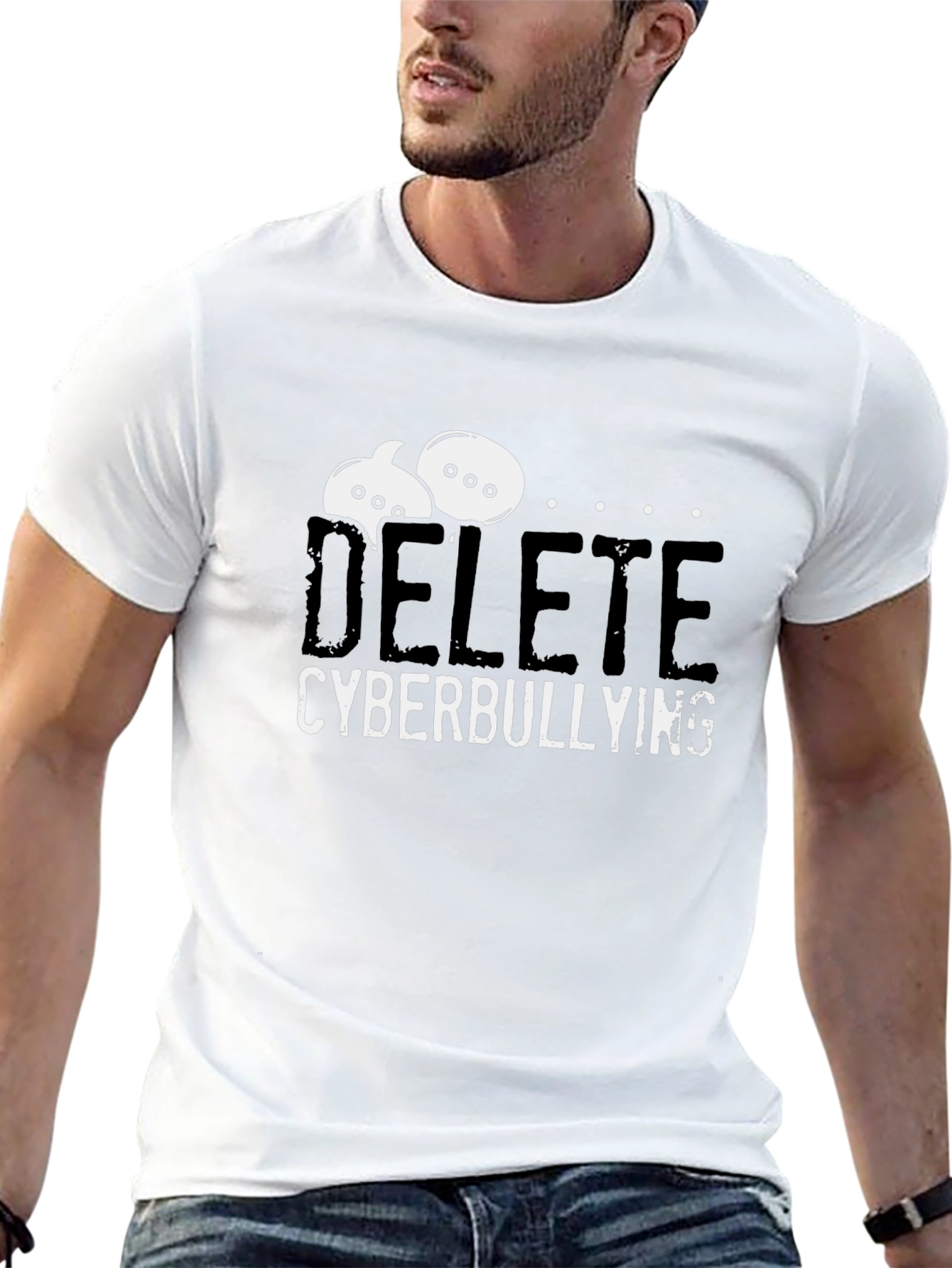 Black Delete Cyberbullying T-Shirt - Anti-Bullying Tee view 13