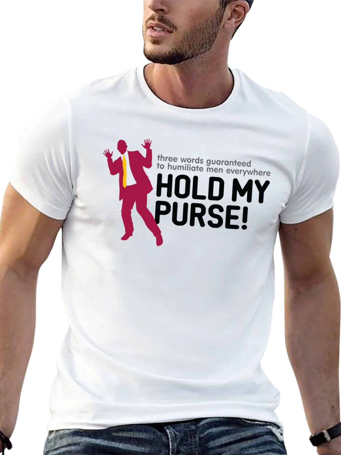 Black Hold My Purse Men's Graphic T-Shirt view 13