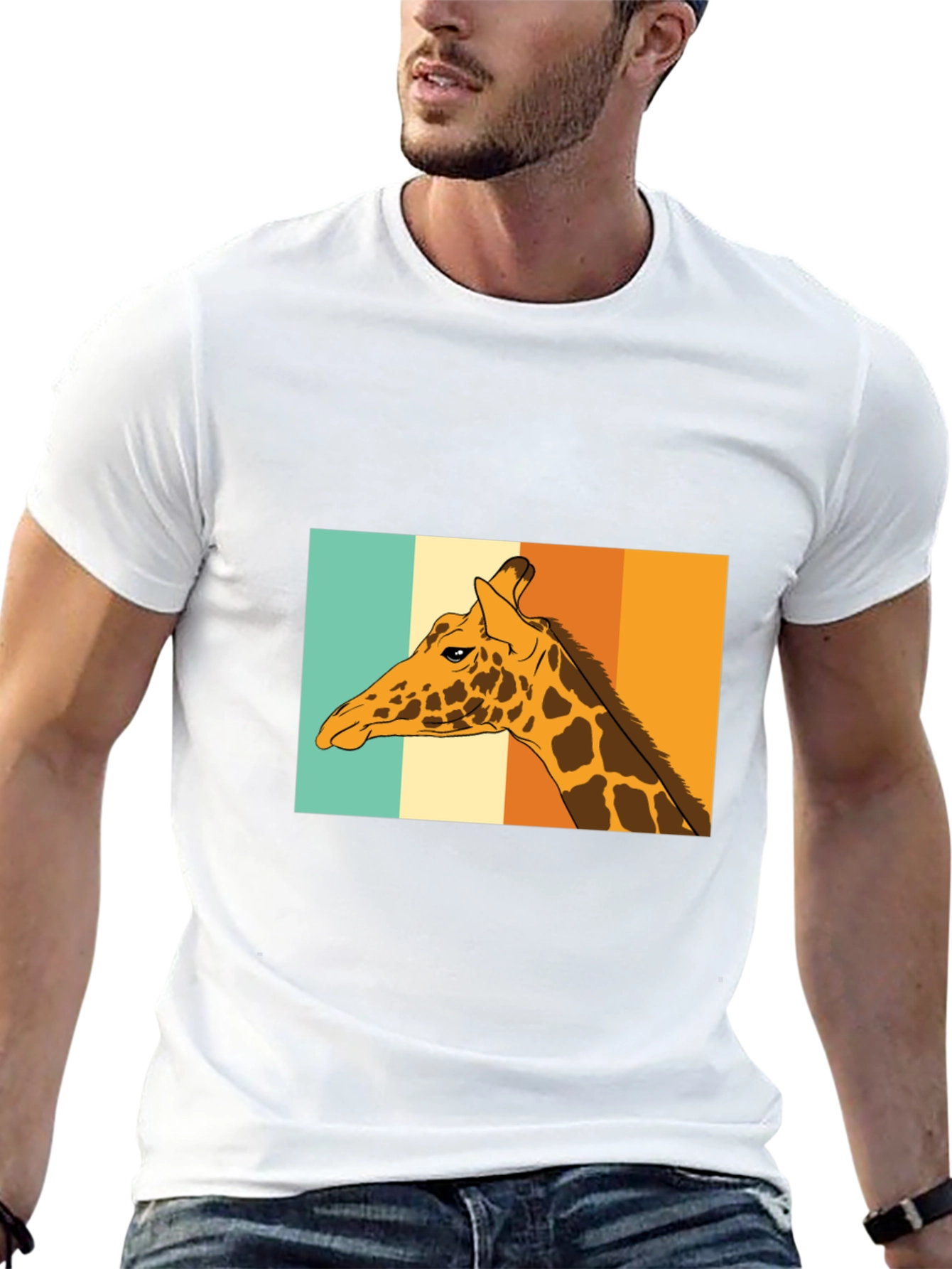 Black Retro Giraffe T-Shirt - Cool Animal Graphic Tee view 13