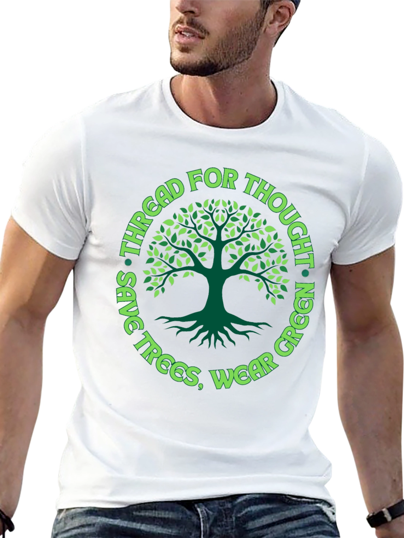 Black Eco-Friendly Tree Graphic Tee - Save Trees, Wear Green! view 13