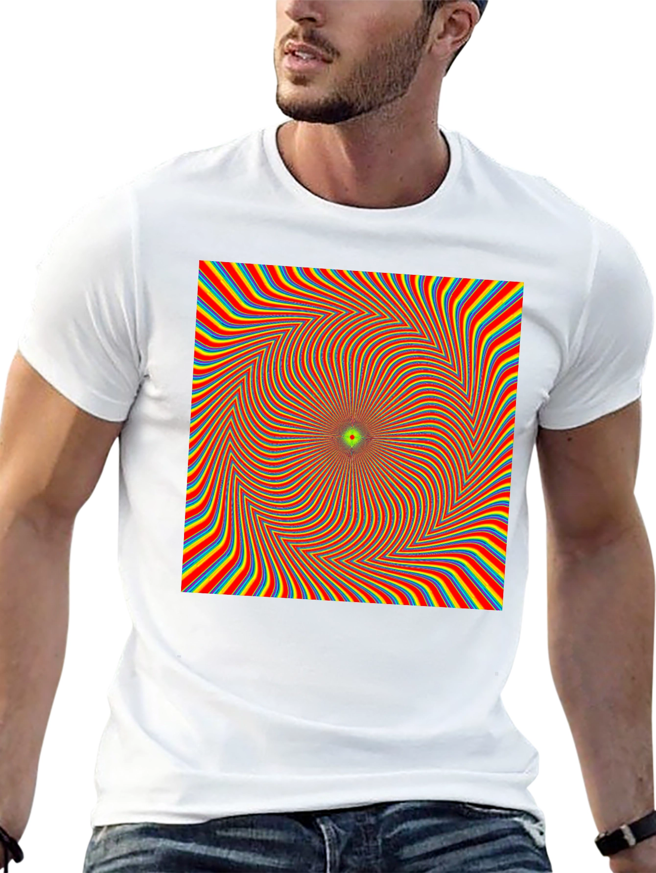 Black Optical Illusion T-Shirt - Black Crew Neck Tee view 13