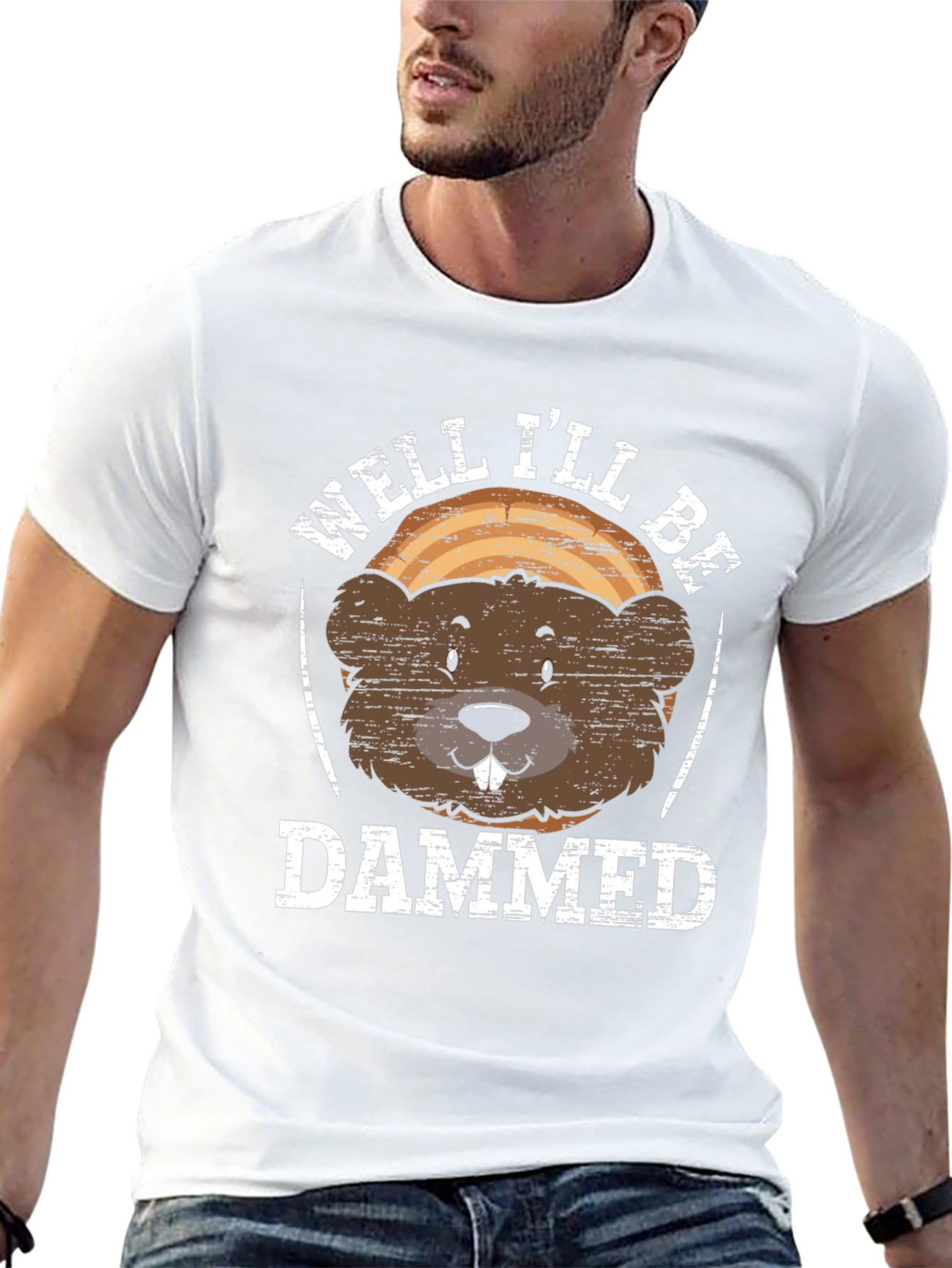 Black Well I'll Be Dammed Beaver Graphic T-Shirt view 13