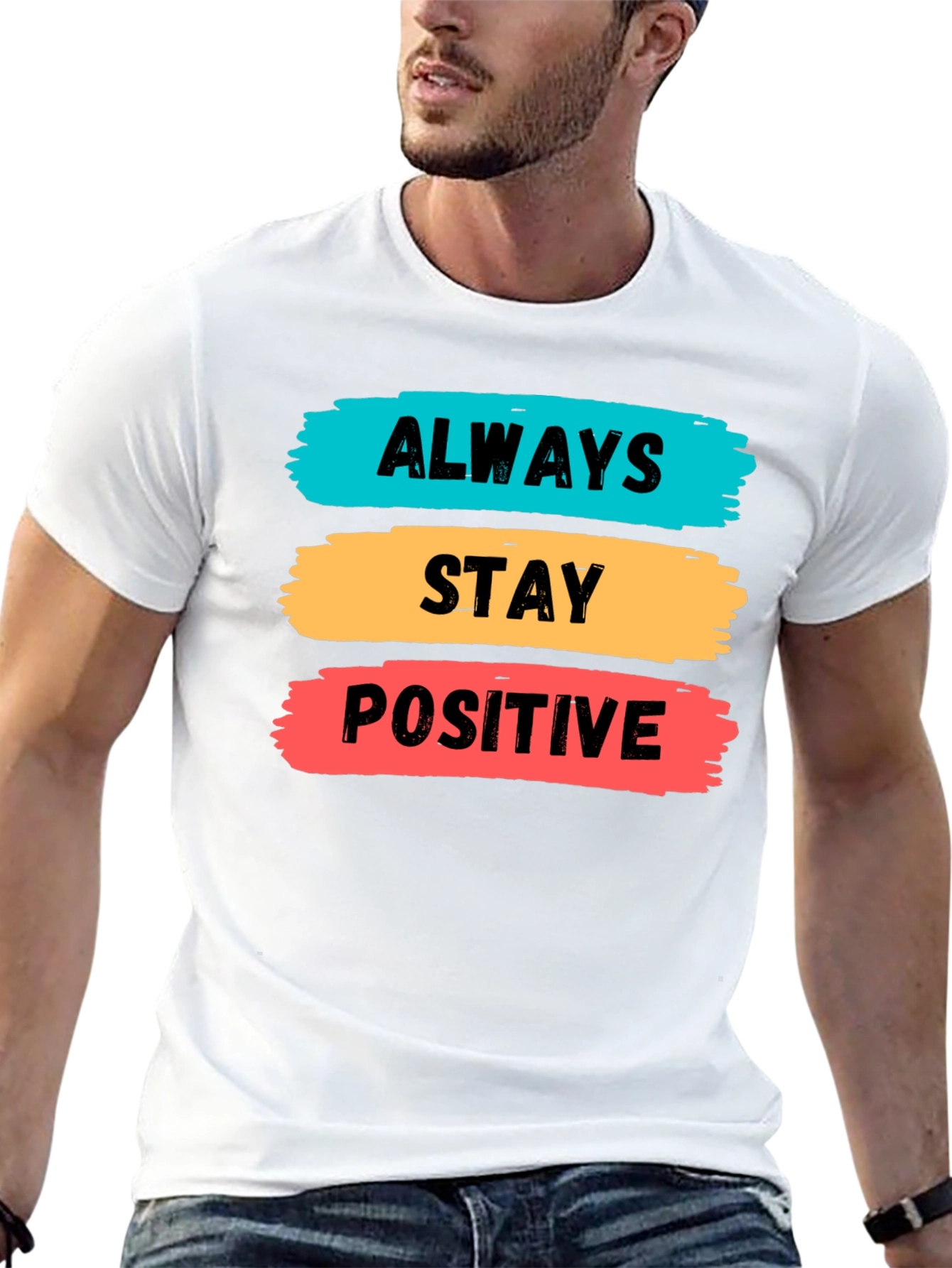 Black Always Stay Positive Graphic Tee view 13