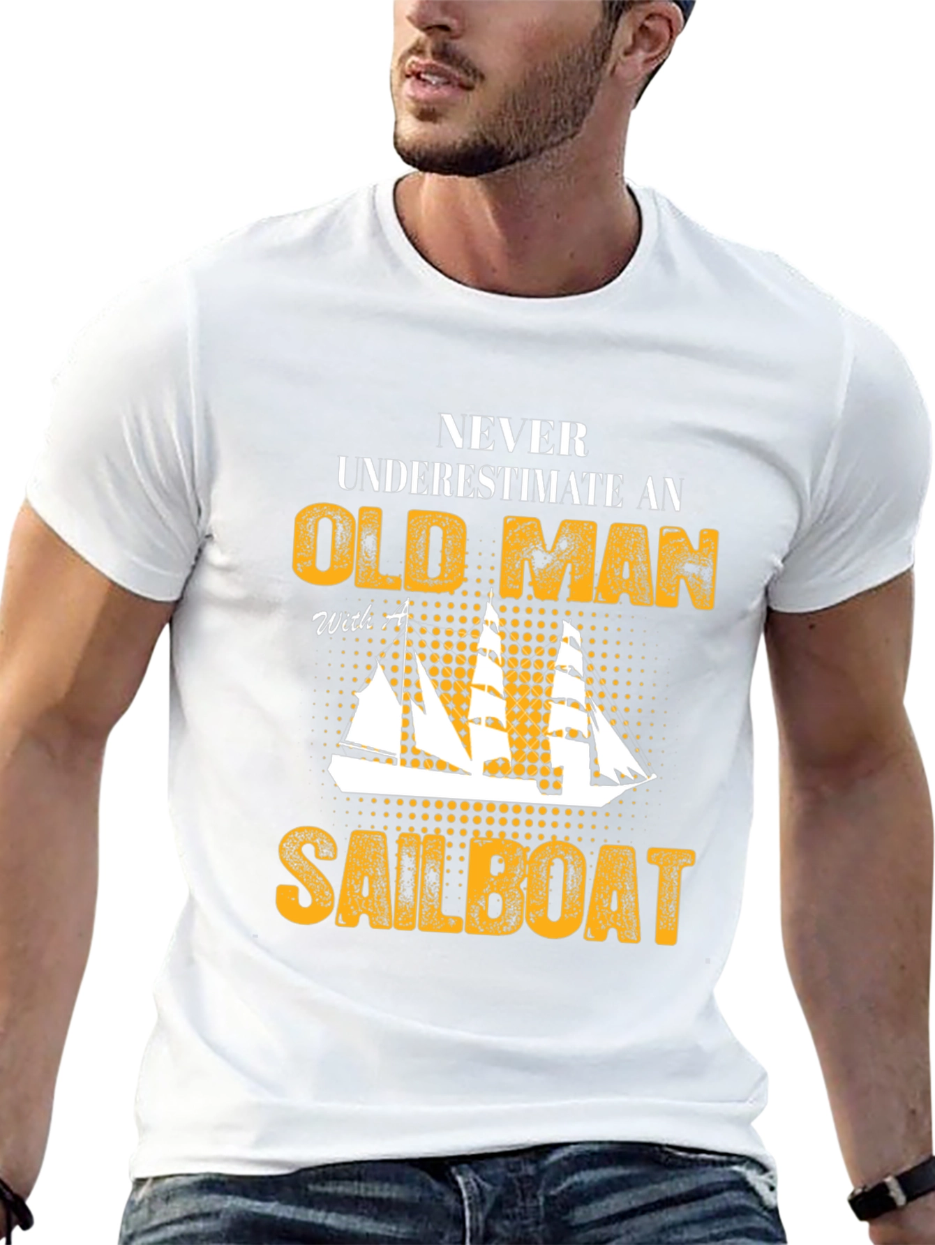 Black Old Man Sailboat Graphic Tee view 13