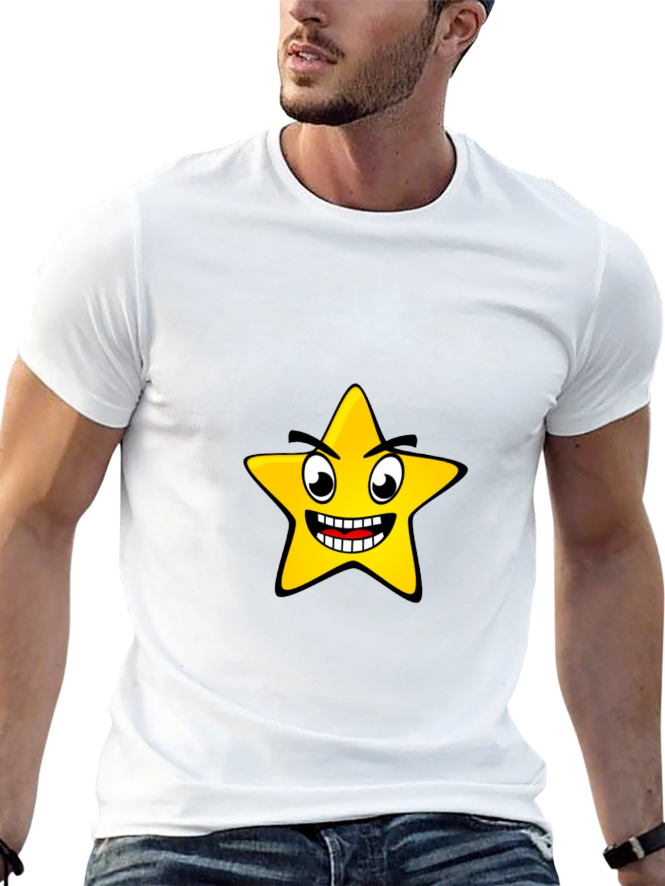 Black Funny Star Graphic Black T-Shirt view 13