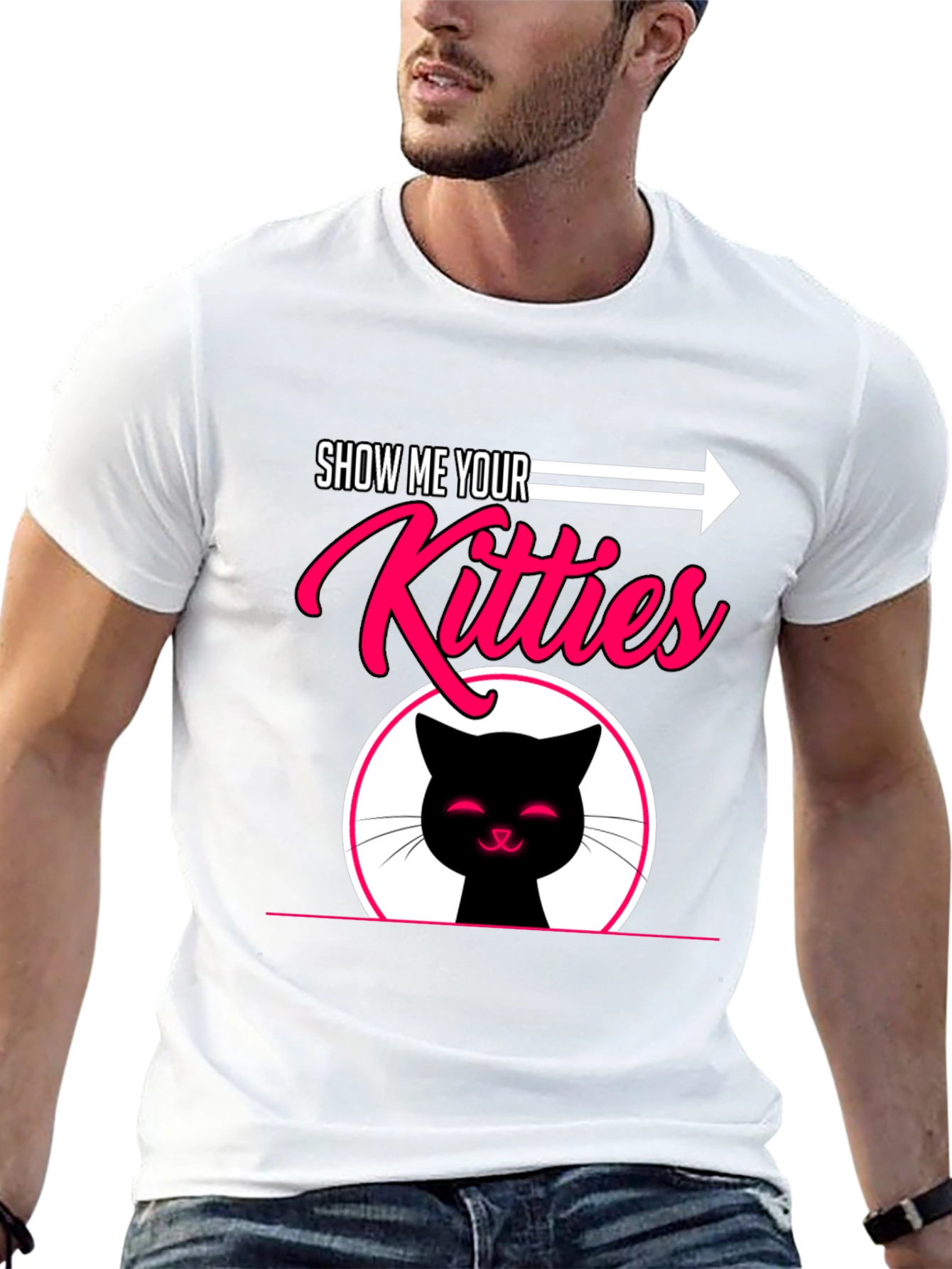 Black Show Me Your Kitties Graphic T-Shirt view 13