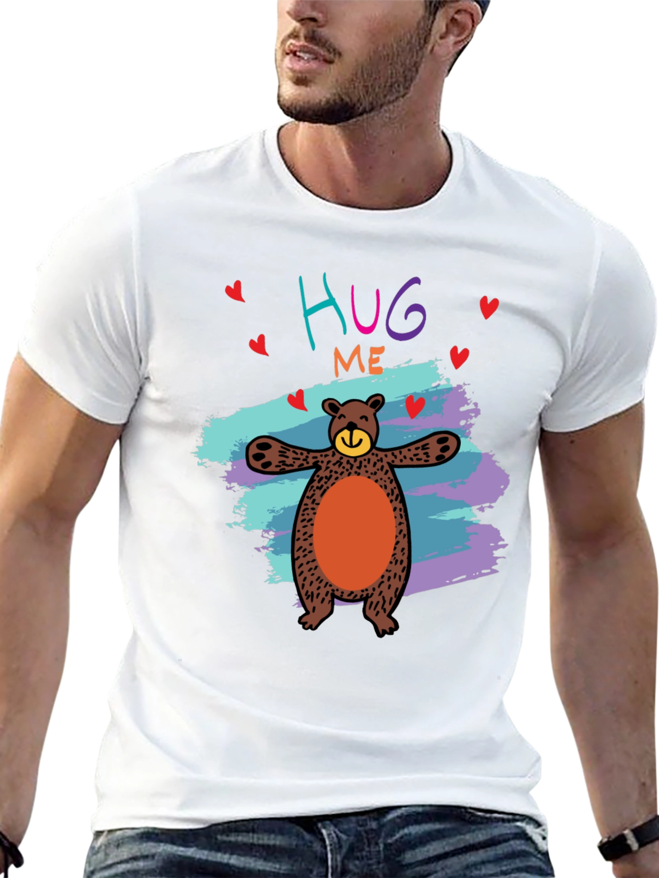 Black Hug Me Bear Graphic Tee - Cute & Comfy view 13