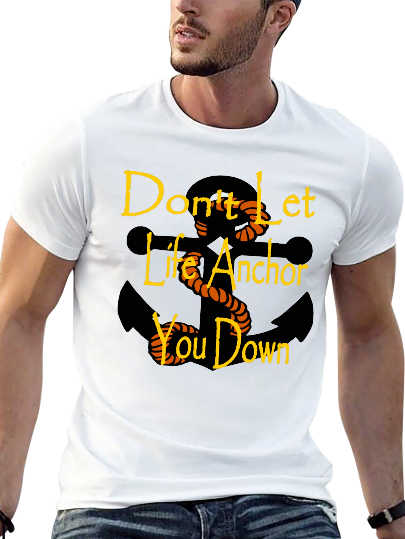 Black Motivational Anchor Graphic Black T-Shirt view 13