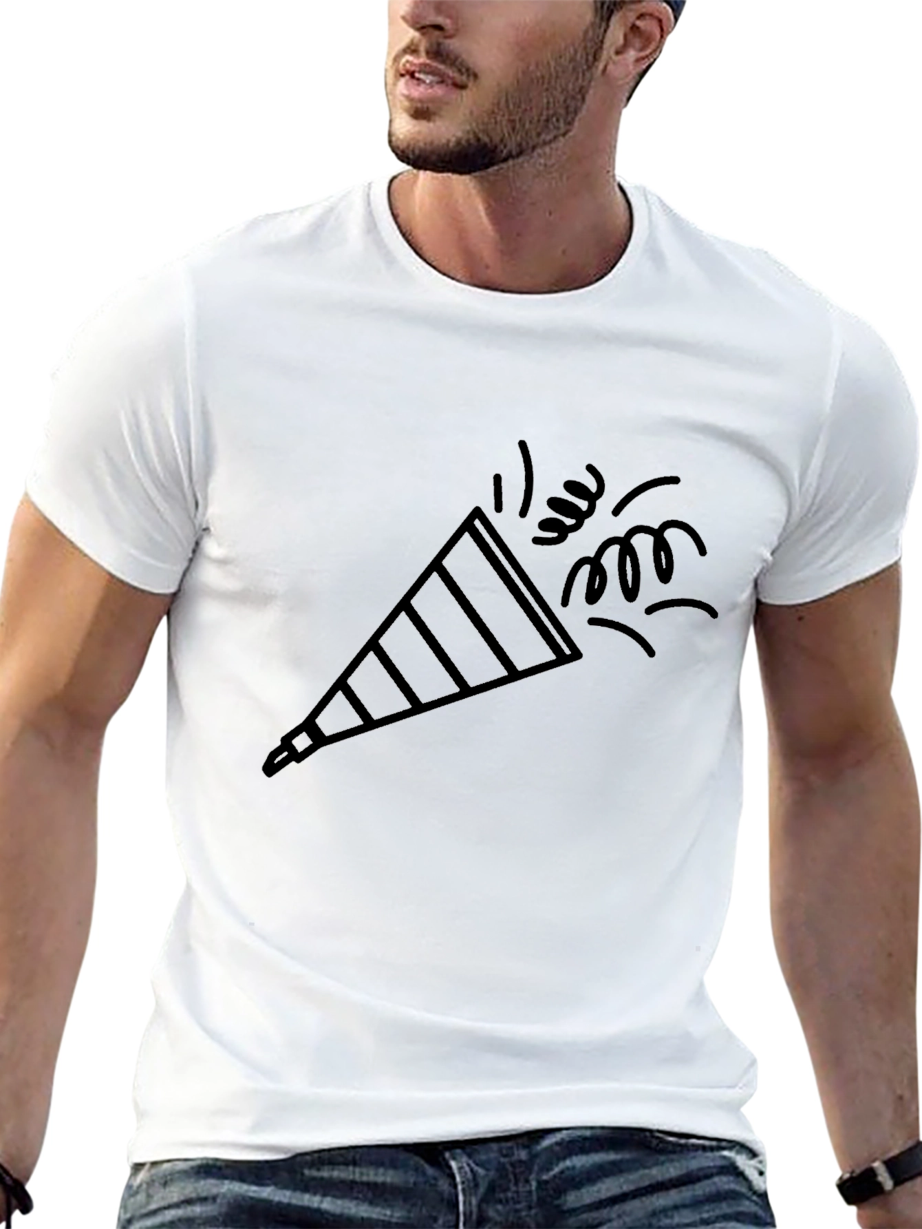 Black Party Popper Graphic Tee - Black Cotton Comfort view 13