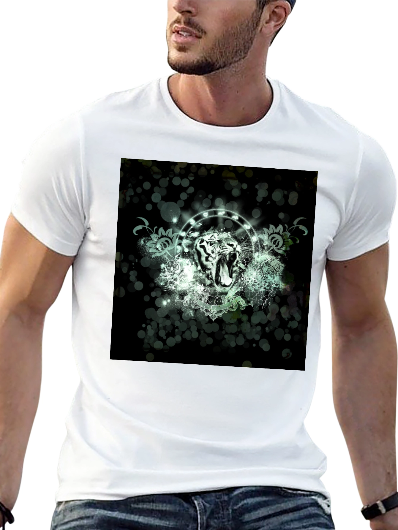 Black Tiger Graphic Print Black T-Shirt view 13