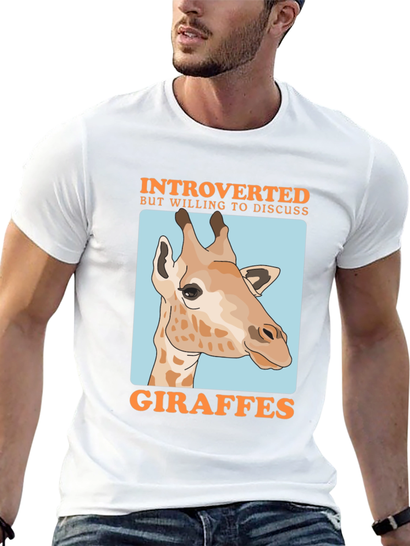 Black Introverted Giraffe Graphic T-Shirt view 13