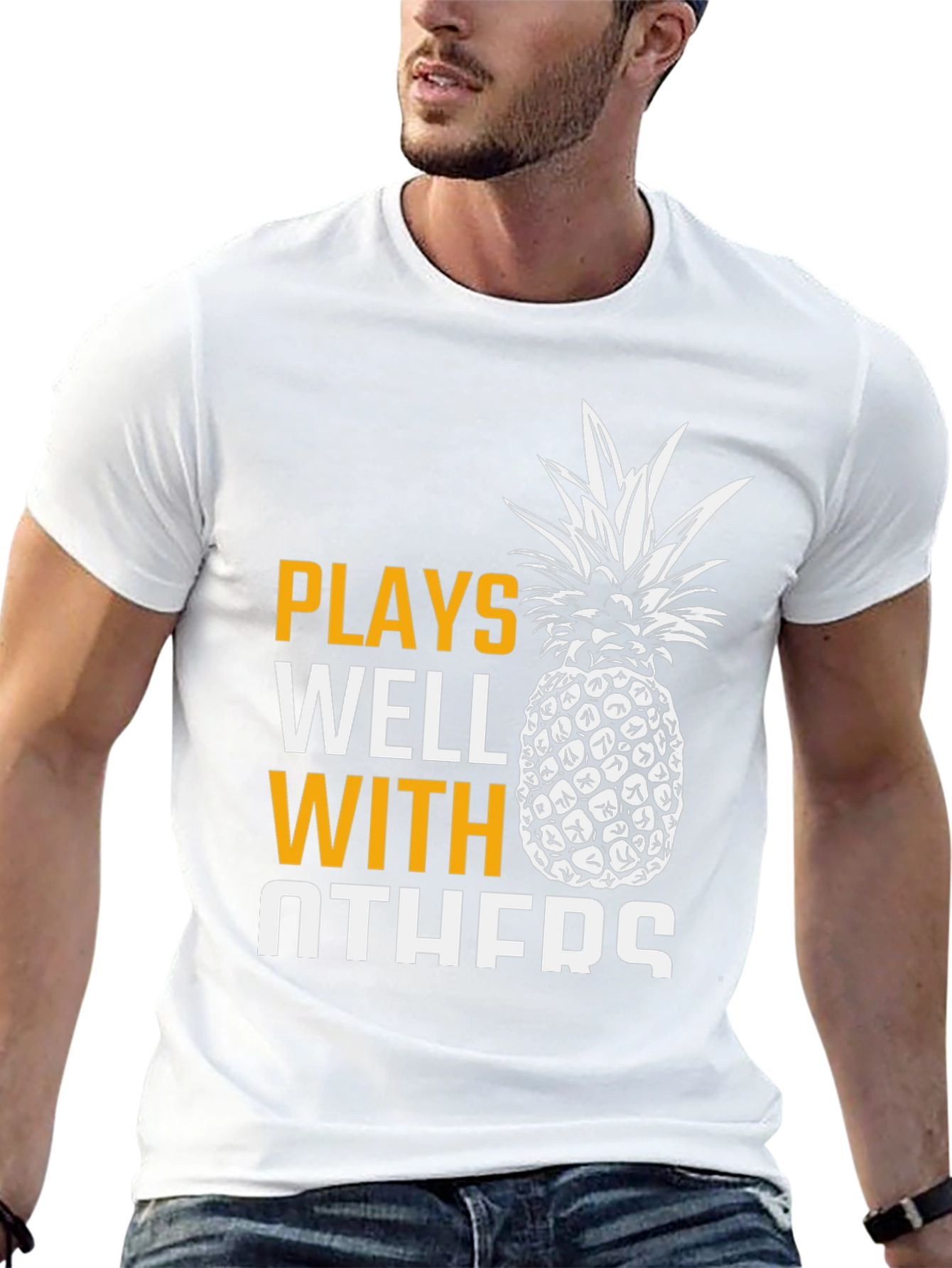 Black Plays Well With Others Pineapple Graphic T-Shirt view 13