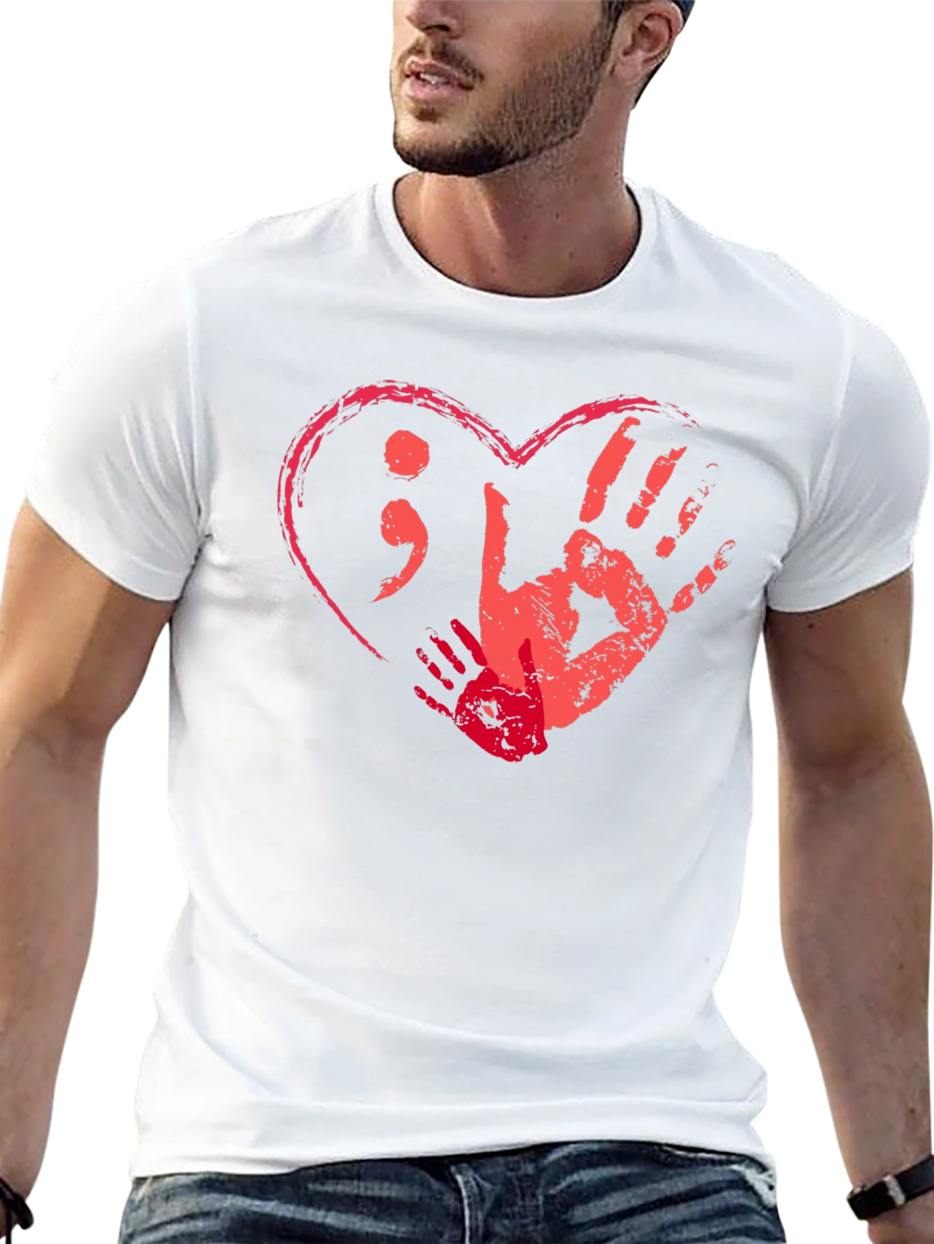 Black Heart & Hands Graphic Tee - Support Mental Health view 13