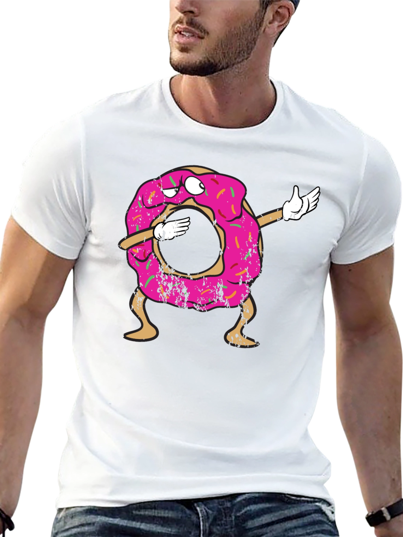 Black Dabbing Donut Graphic Tee view 13