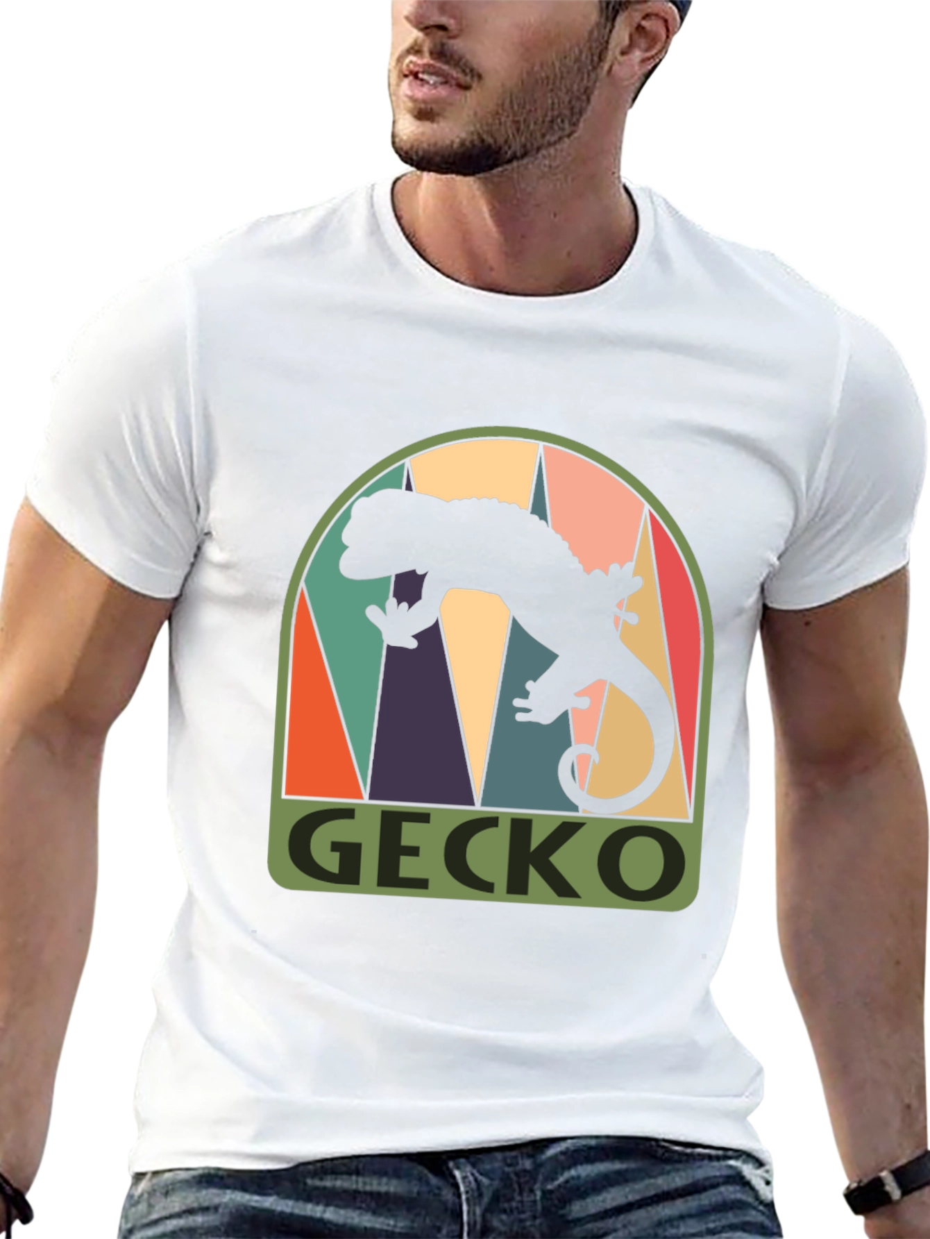 Black Retro Gecko Graphic Tee - Cool Black T-Shirt view 13