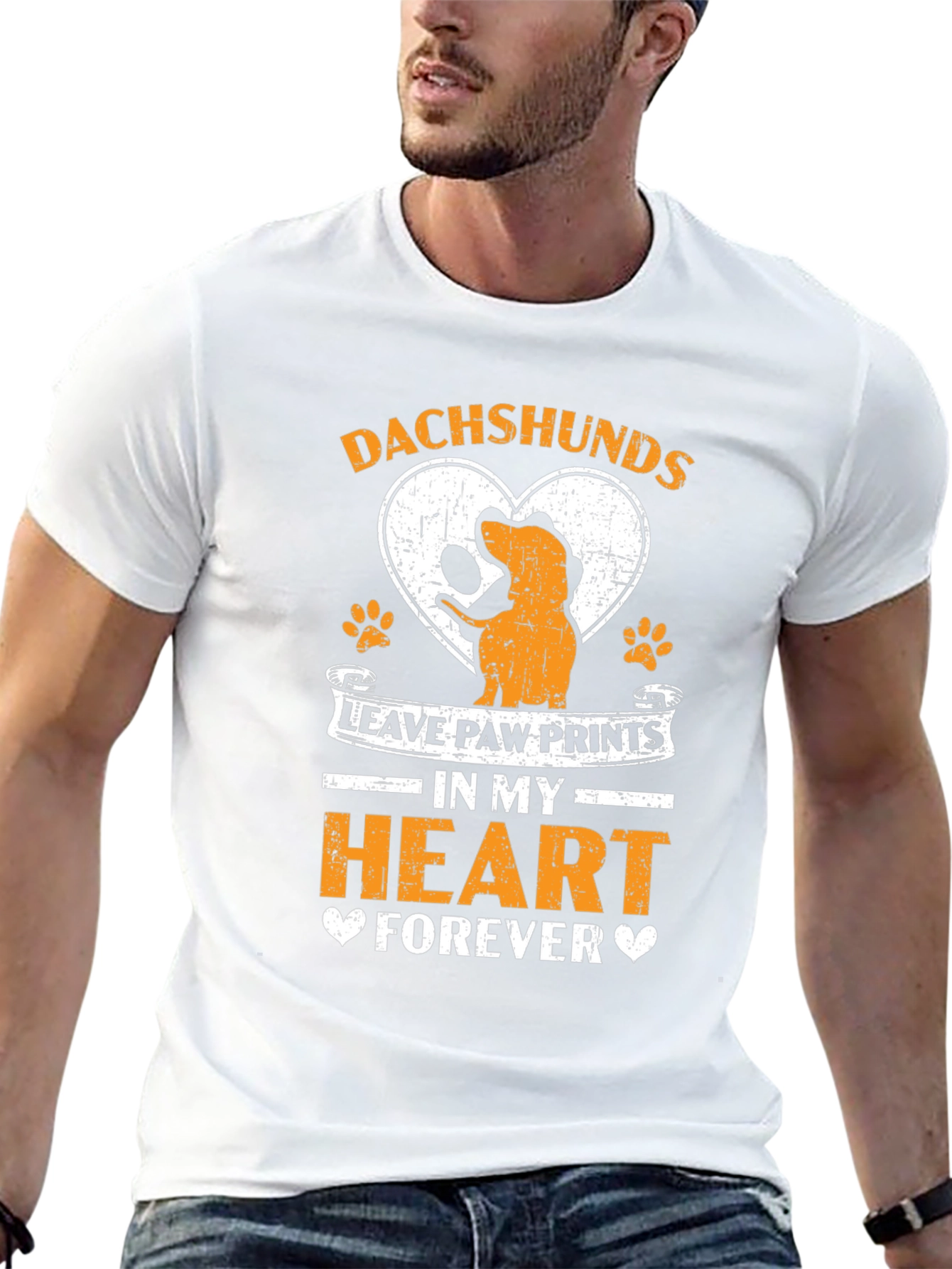 Black Dachshunds Leave Paw Prints Heart T-Shirt view 13