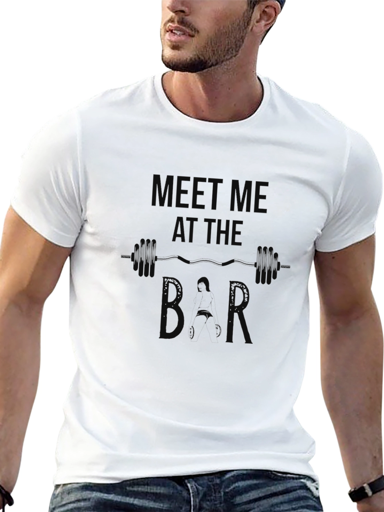 Black Meet Me at the Bar Graphic Tee - Black Cotton Gym Shirt view 13