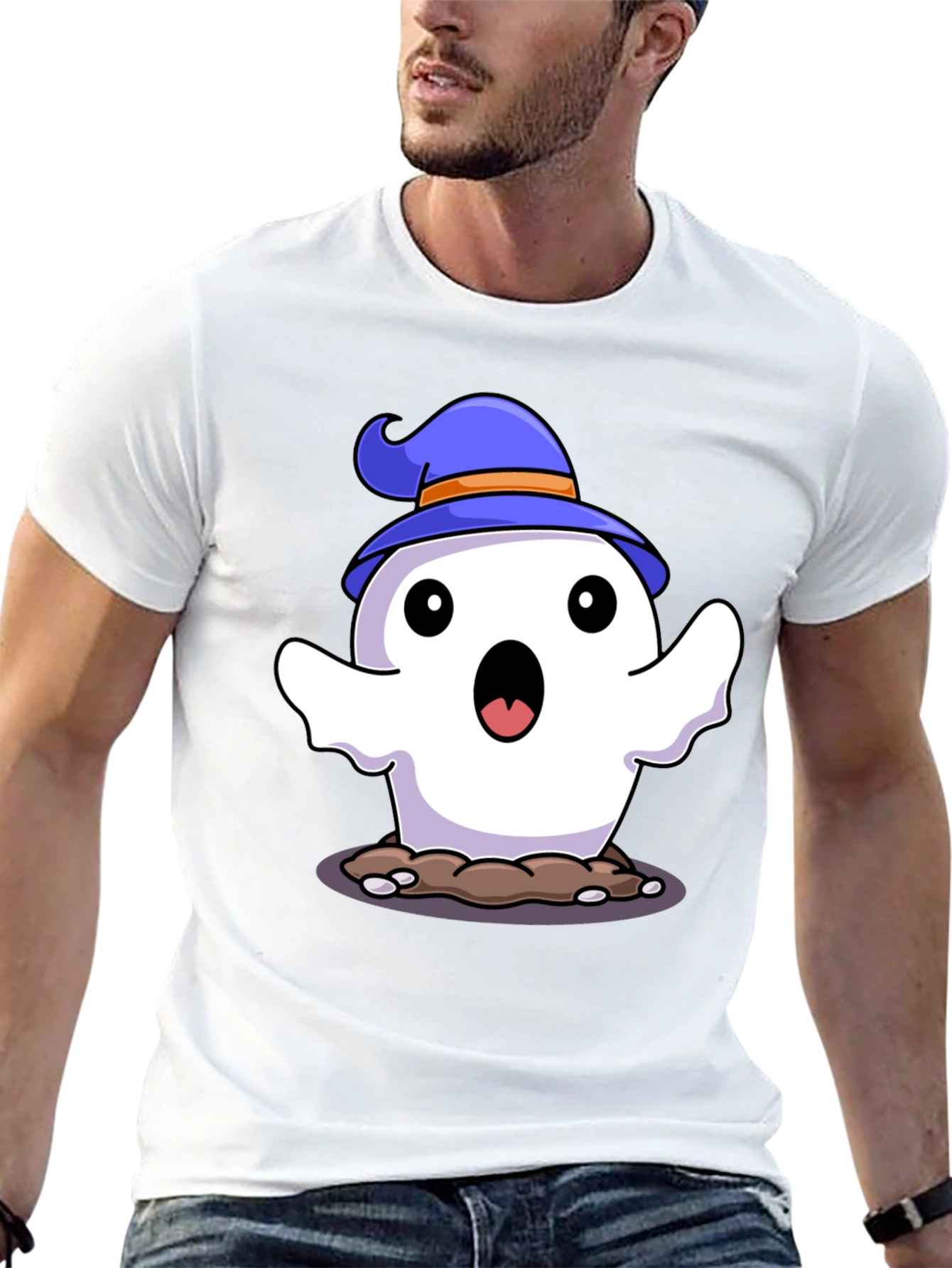 Black Halloween Ghost T-Shirt - Spooky Cute! view 13