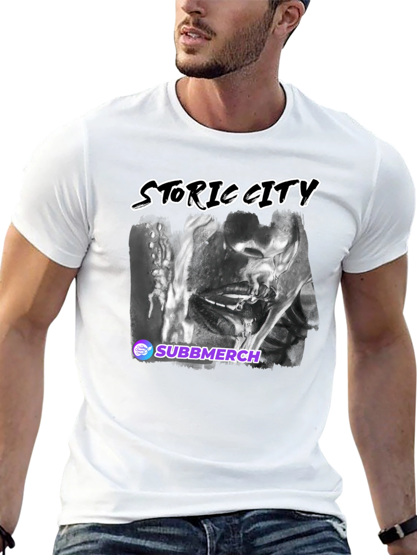 Black Storric City Graphic Print T-Shirt view 13