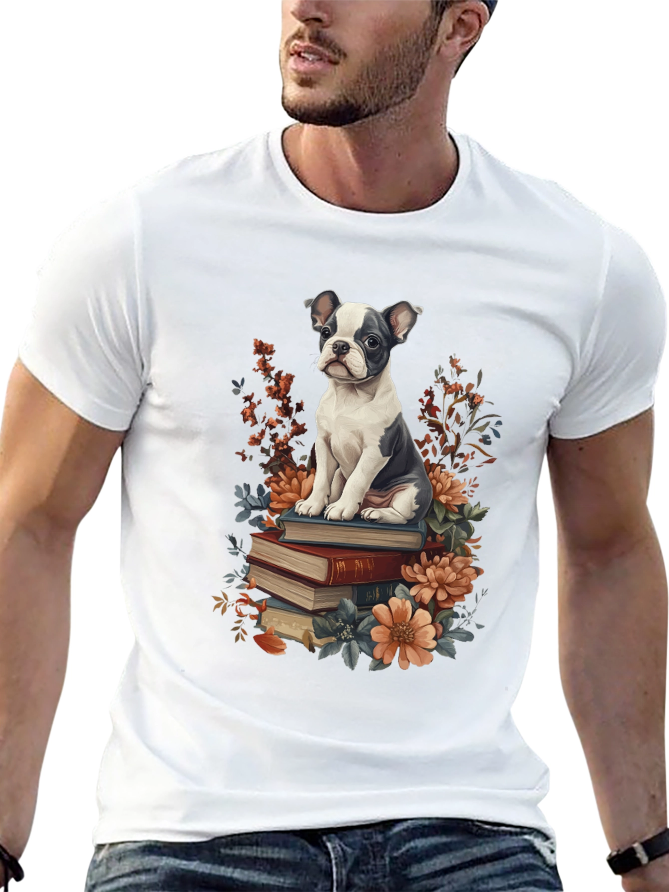 Black Dog on Books Graphic Tee view 13