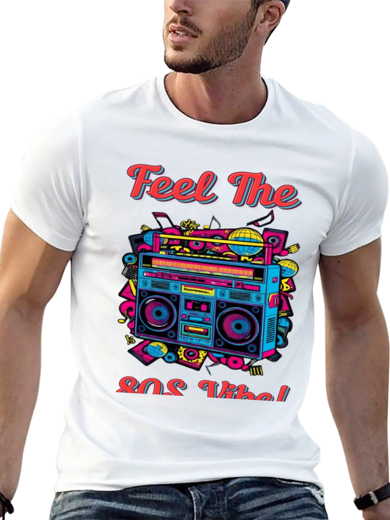 Black Retro 80s Vibe Graphic Tee view 13