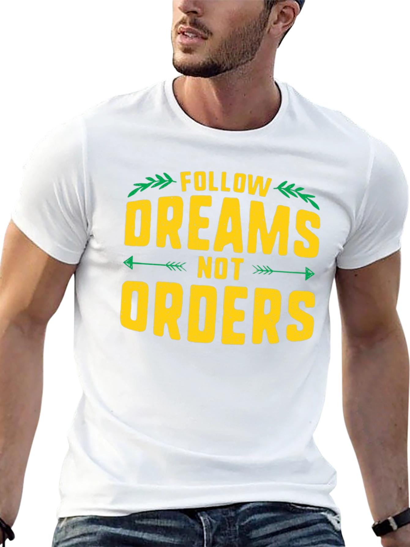 Black Follow Dreams Not Orders Graphic Tee - Black view 13