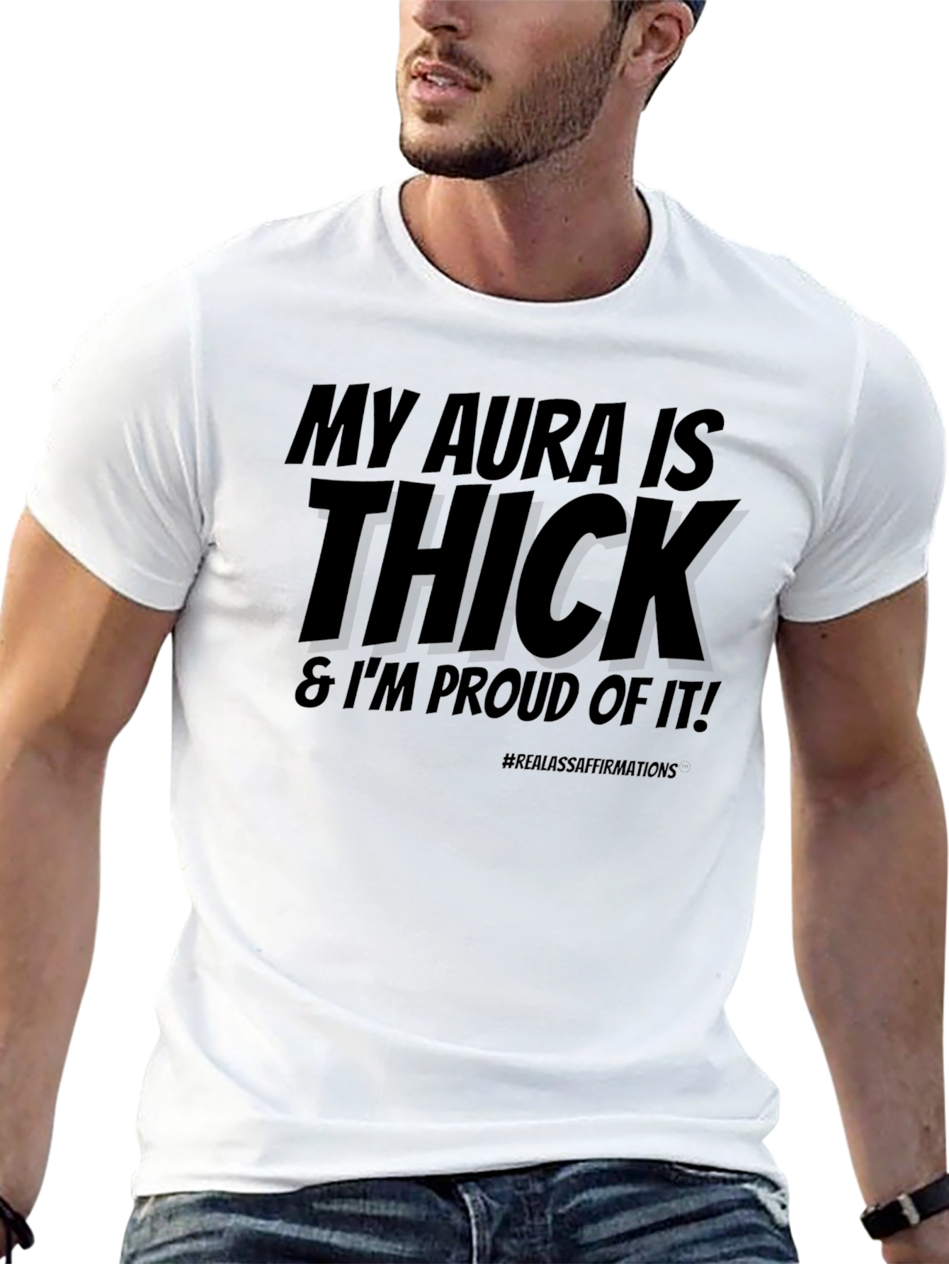 Black My Aura is Thick T-Shirt - Bold Statement Tee view 13